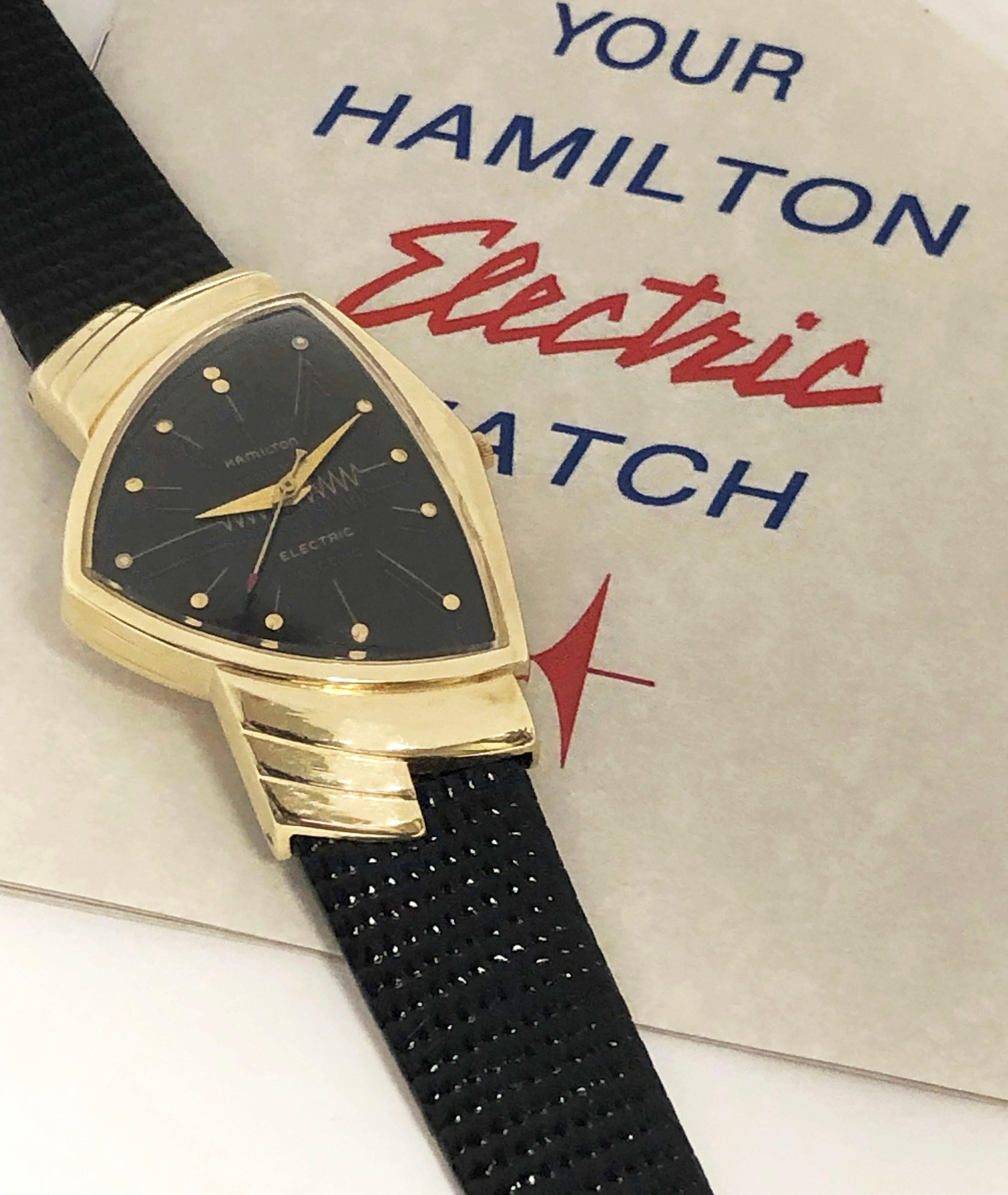 Hamilton 1960 14k Gelbgold „Ventura“ Armbanduhr für Damen oder Herren im Angebot