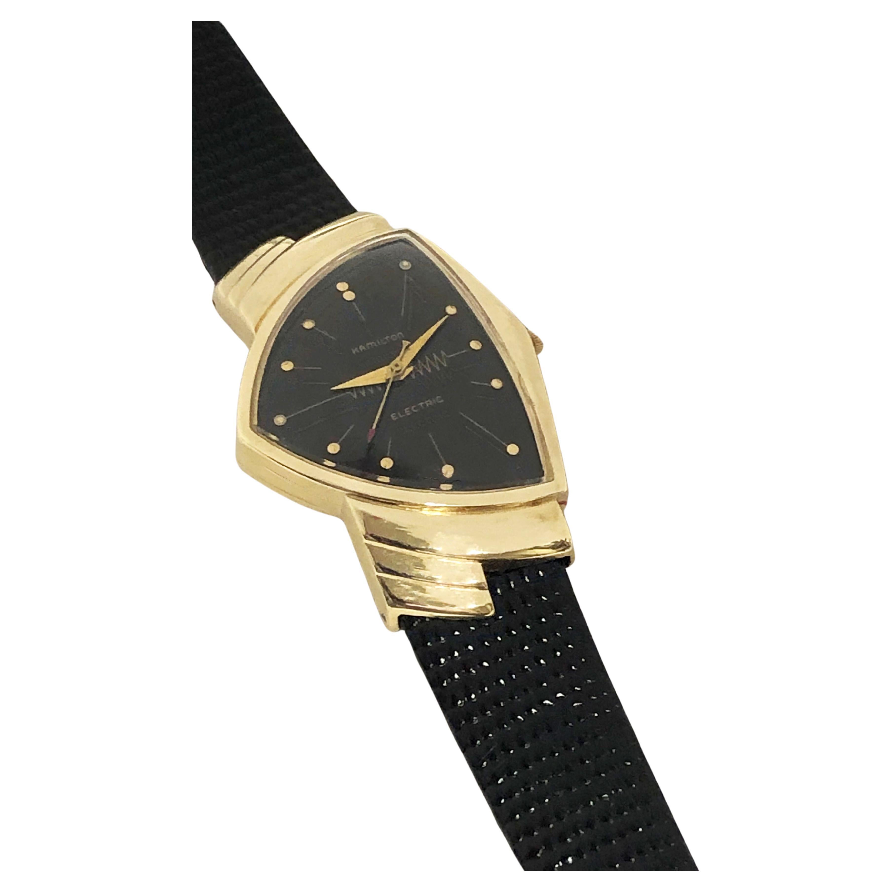 Hamilton 1960 Montre-bracelet "Ventura" en or jaune 14k en vente