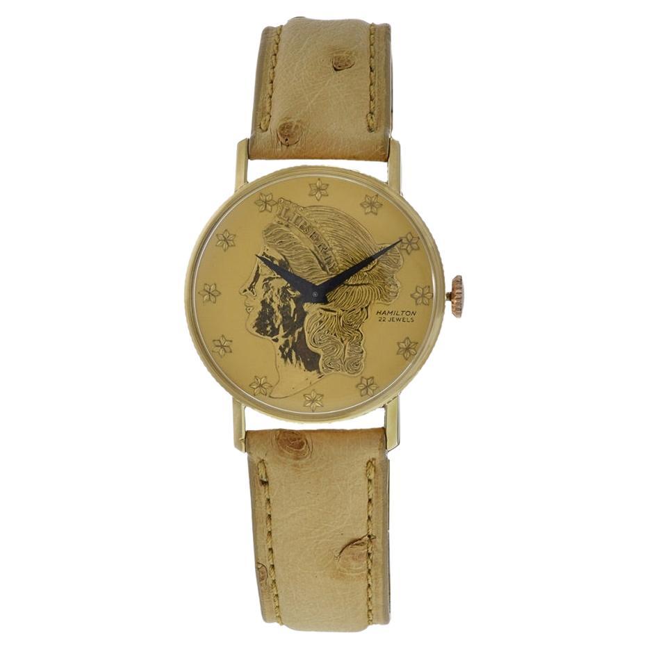 Hamilton 1969 Liberty Coin Watch 14K Gold For Sale