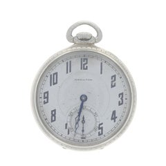 Hamilton 2 Open Face Men's Pocket Watch - White Gold 14k Grade 912 Size 12s