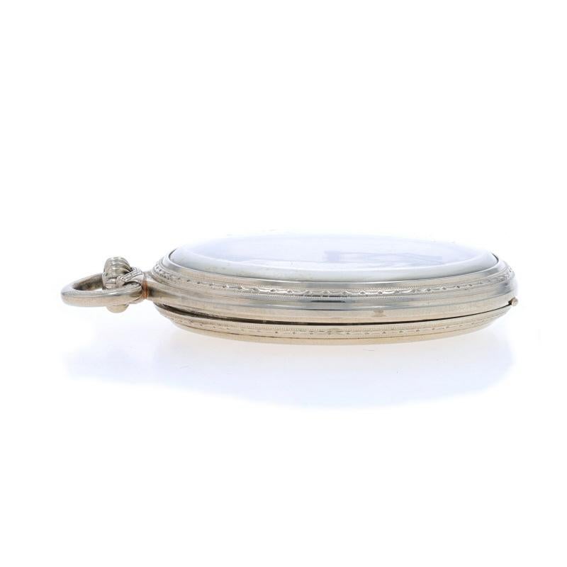 Hamilton 2 Open Face Men's Pocket Watch - White Gold 14k Grade 912 Size 12s In Excellent Condition For Sale In Greensboro, NC