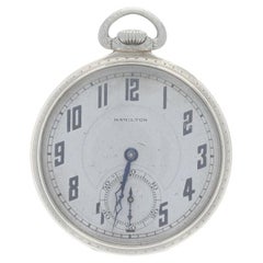 Vintage Hamilton 2 Open Face Men's Pocket Watch - White Gold 14k Grade 912 Size 12s