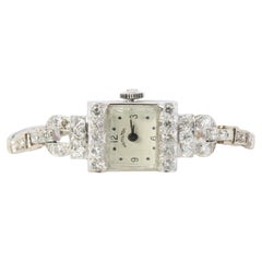 Hamilton 2.4CTW Diamond Watch. Vintage Ladies Hamilton Platinum and 14k WG.