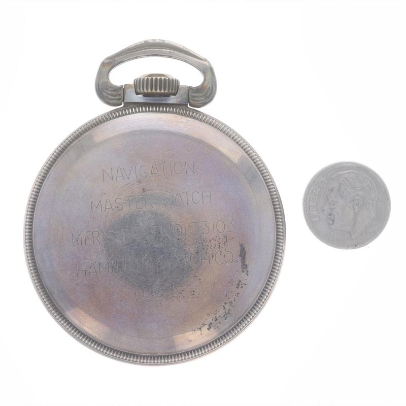 Women's or Men's Hamilton 5 Navigation Master Open Face Pocket Watch -800 Silver Mech US Military