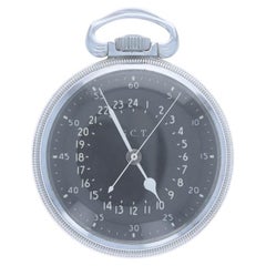 Hamilton 5 WWII GCT Open Face Pocket Watch - Stainless 4992B Size 16s Jewels 22