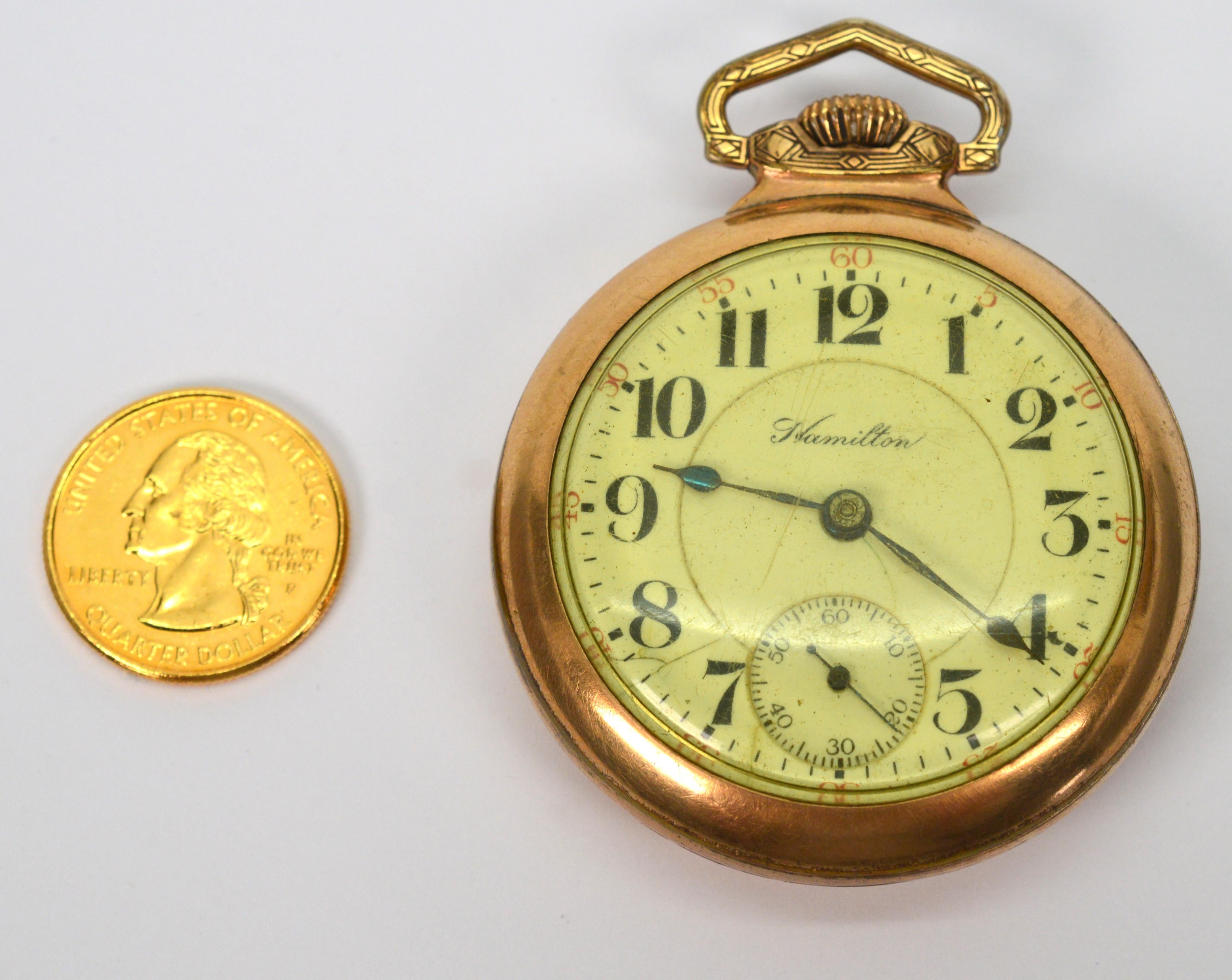 Montre de poche en laiton Hamilton 940 - Circa 1912 en vente 4