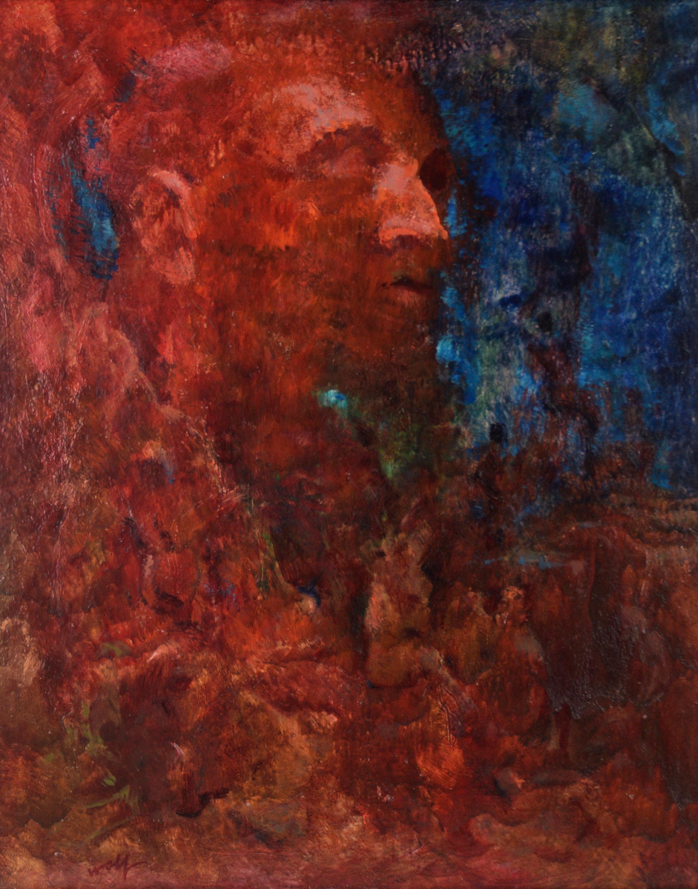 « The Visionary », huile sur toile expressionniste abstraite  - Painting de Hamilton Achille Wolf