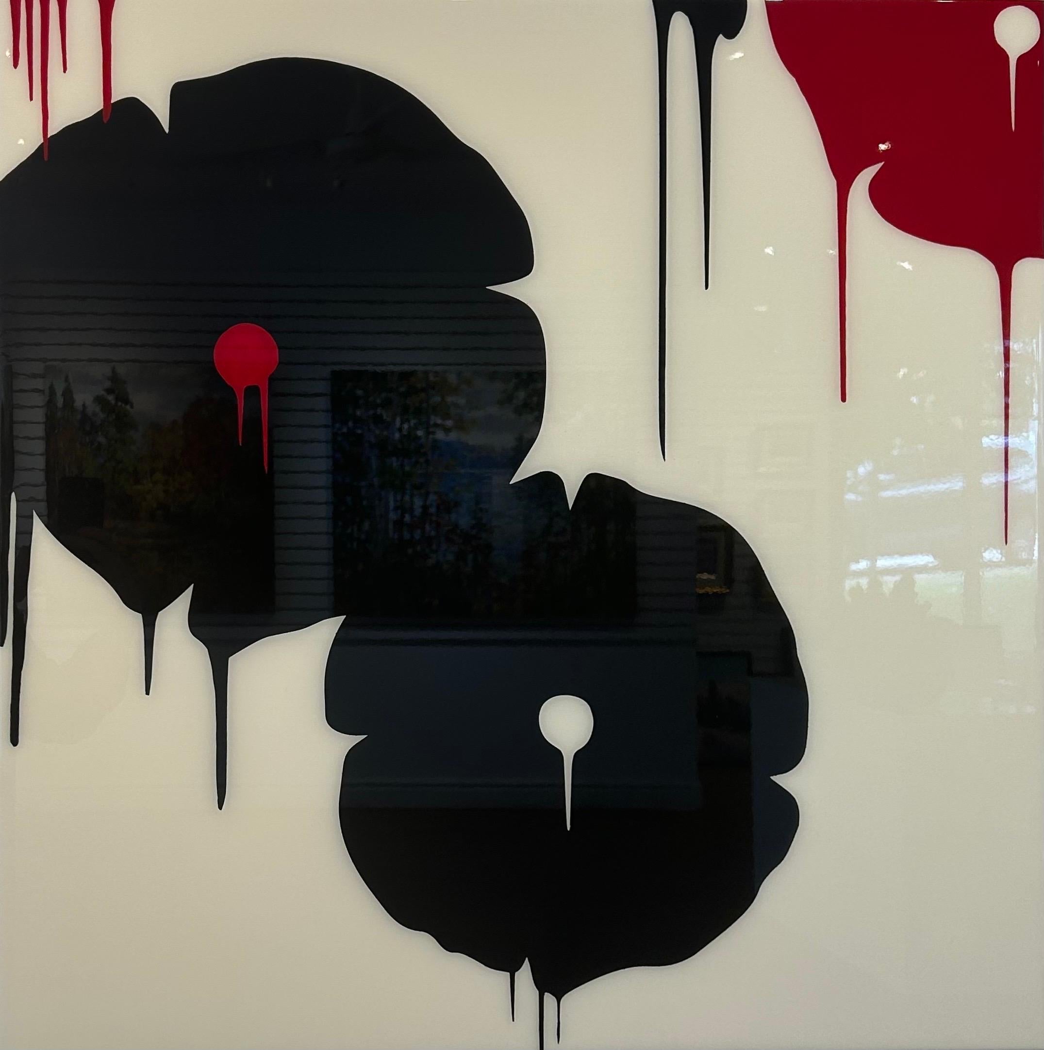 Hamilton Aguiar's iconic melting poppies are front and centre in this contemporary pop art work. Playing off the idea Warhol presented in his floral prints adding his own flair Aguiar presents a sleek contemporary work. The poppies continue to melt
