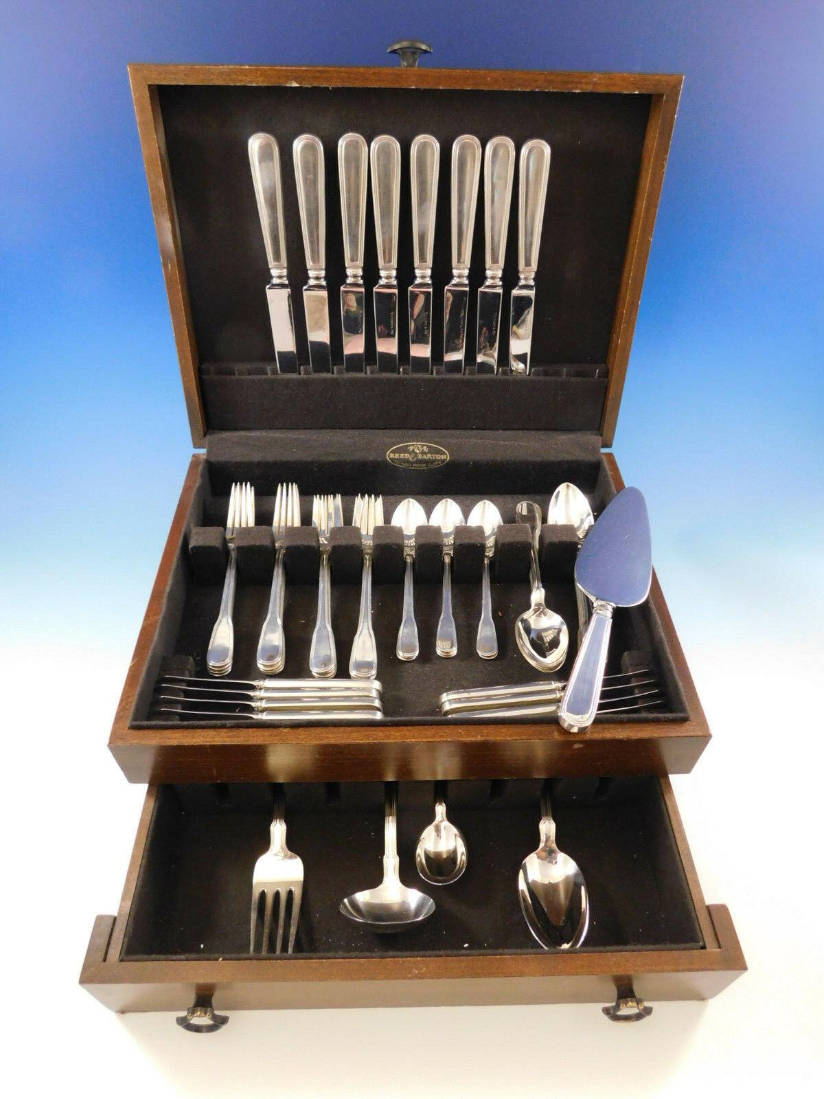 Superb Hamilton aka Gramercy by Tiffany & Co. sterling silver flatware set, 53 pieces with timeless threaded design. This set includes:

8 knives, 9 3/8