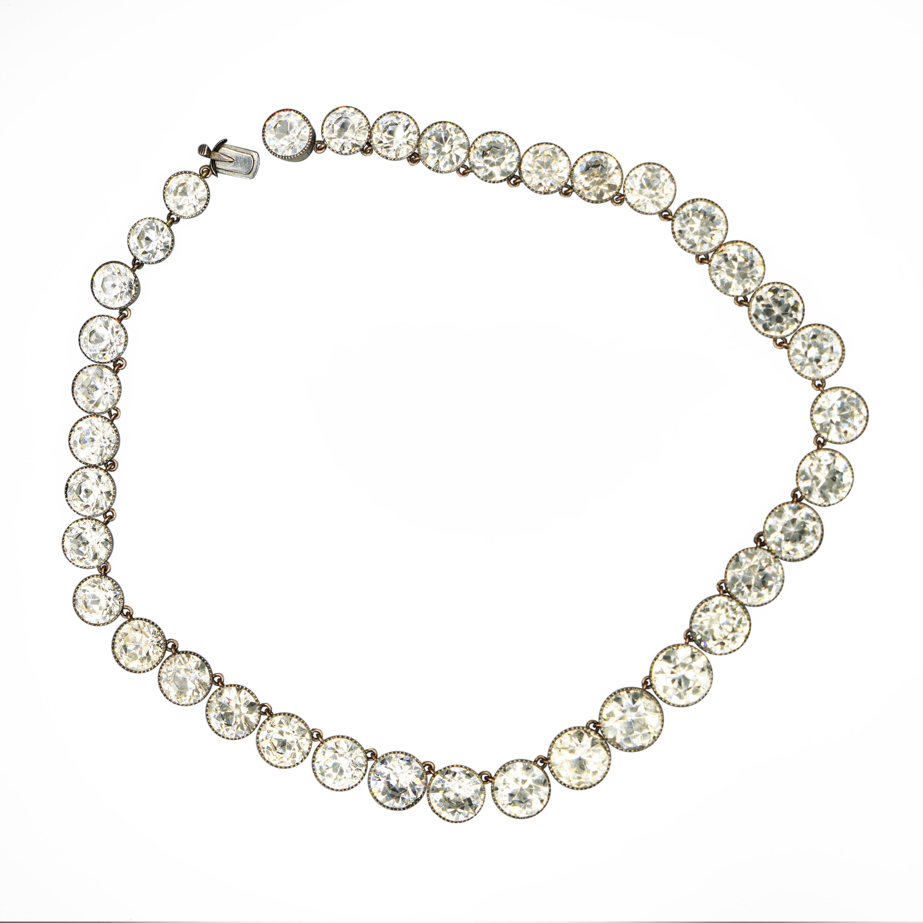 Women's Hamilton and Inches Vintage Riviera Paste Necklace and Bracelet Set 1910s For Sale