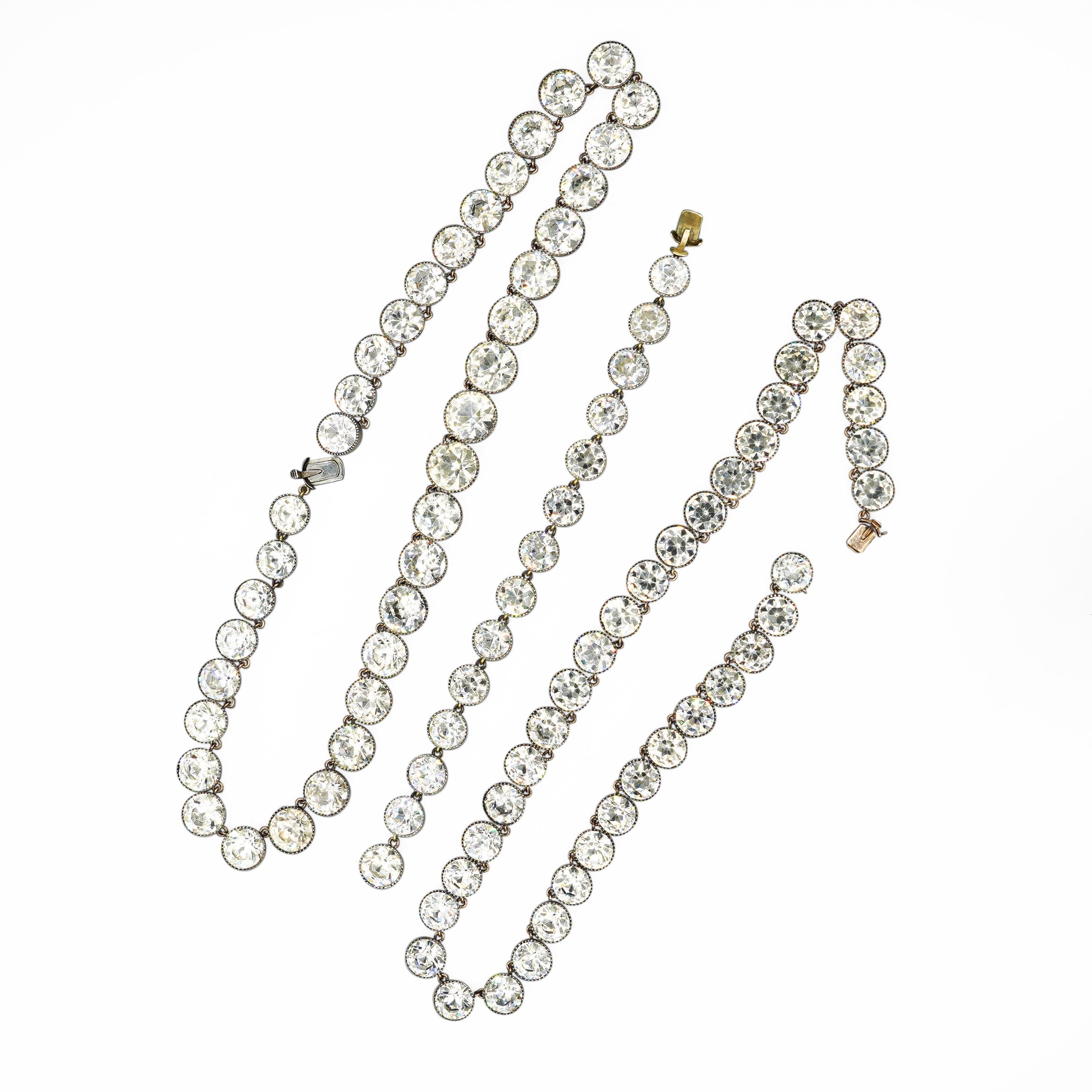 Hamilton and Inches Vintage Riviera Paste Necklace and Bracelet Set 1910s For Sale 3