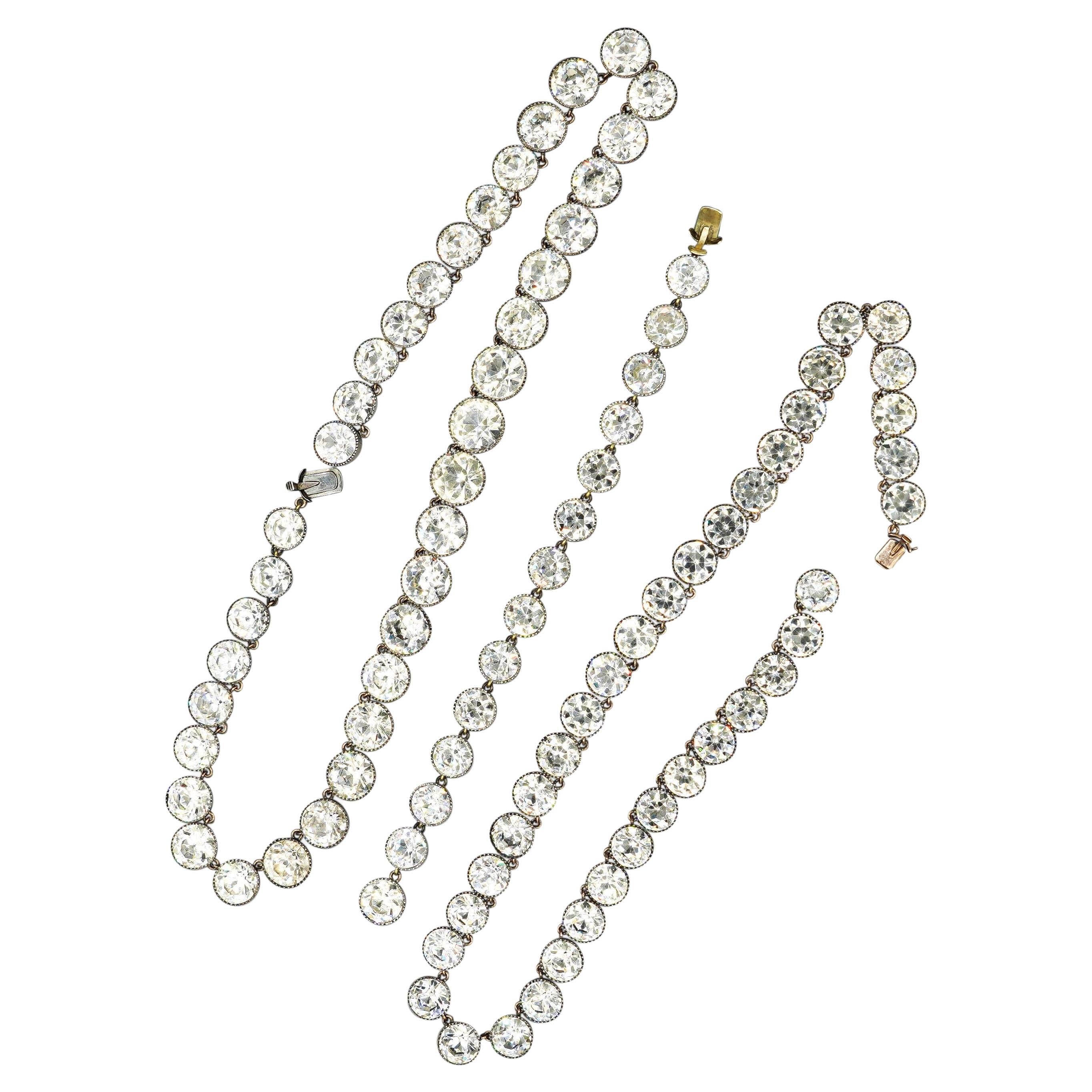 Hamilton and Inches Vintage Riviera Paste Necklace and Bracelet Set 1910s For Sale