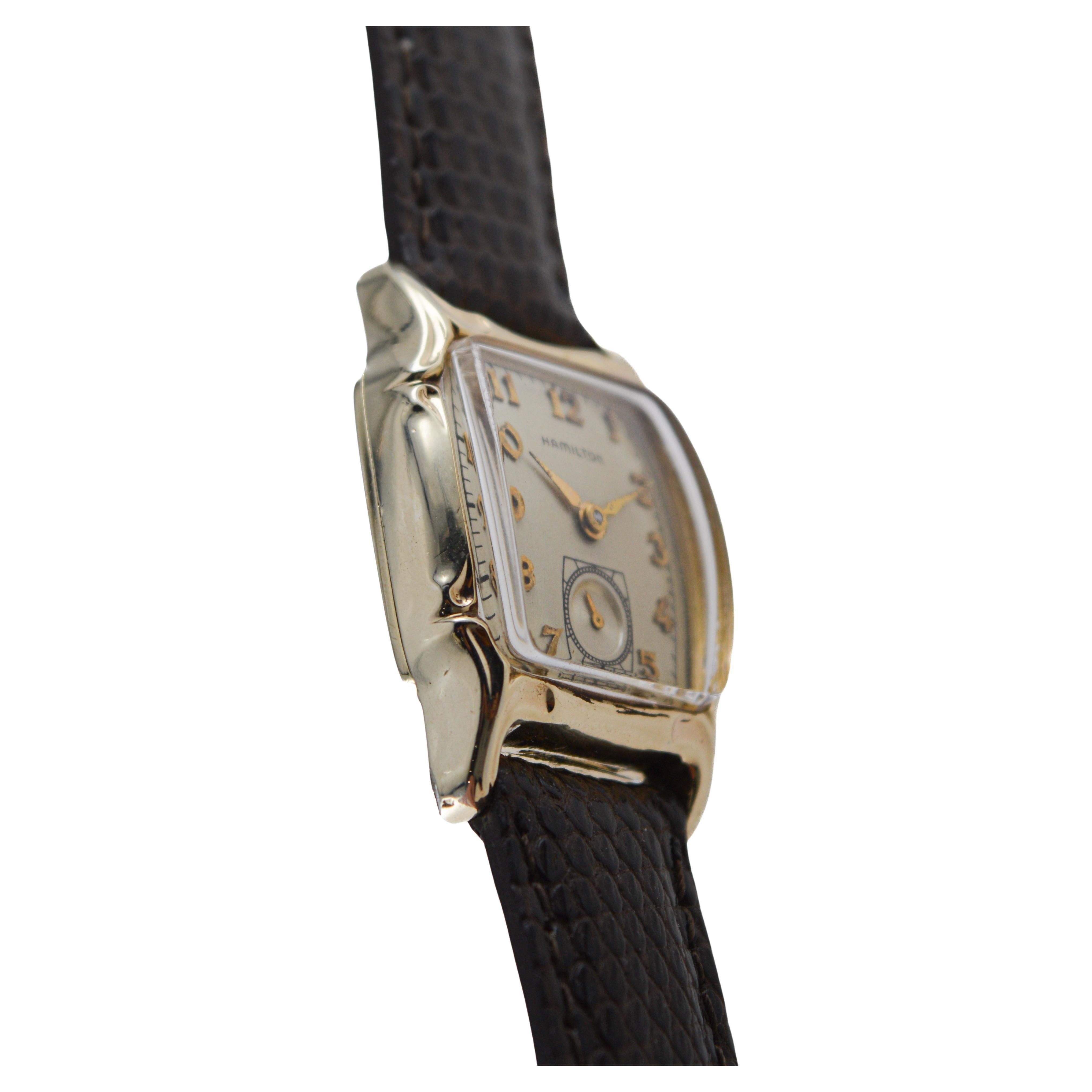 Hamilton Art Decó Esfera de plata de ley Lawton rellena de oro amarillo con forma de tortuga en venta 7