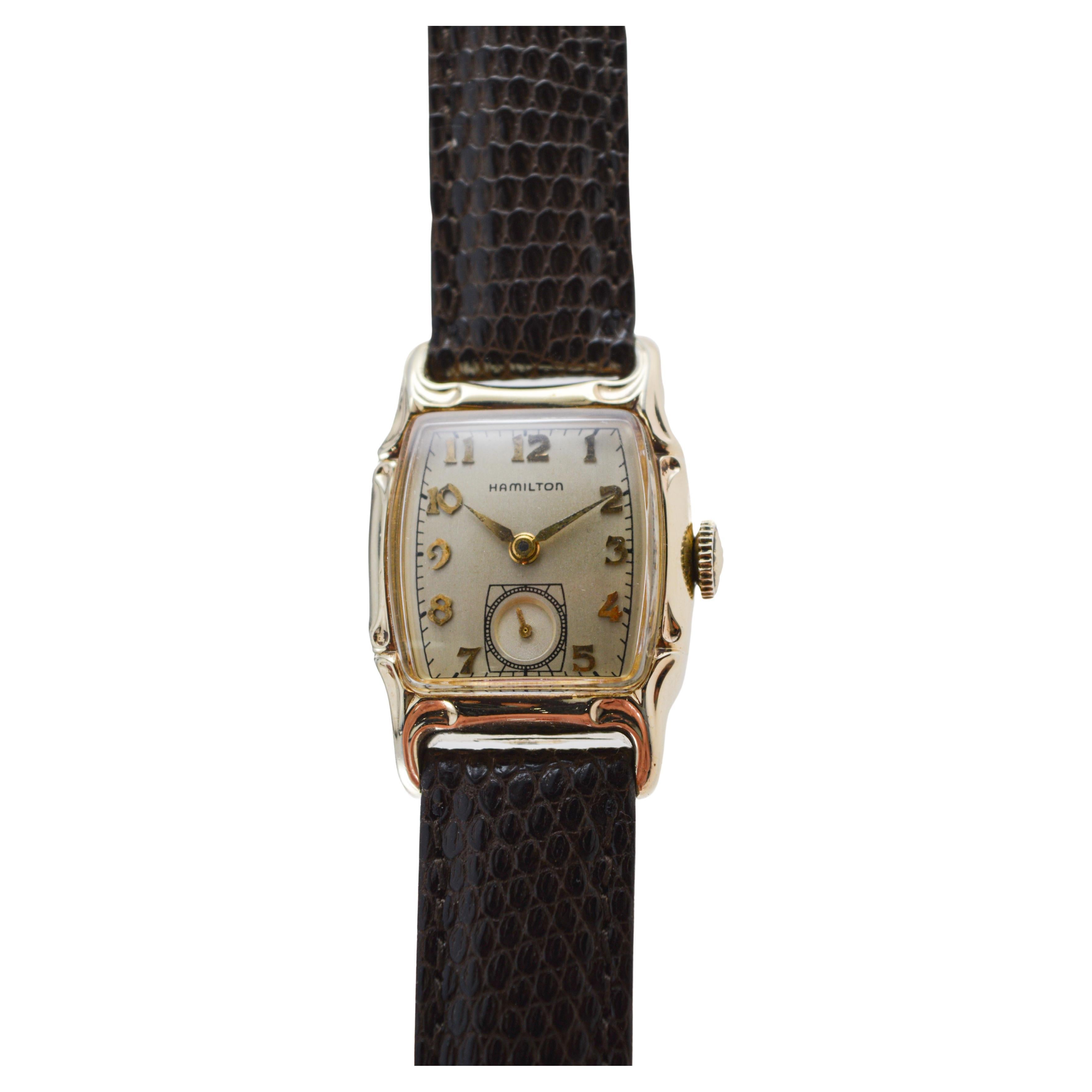 Hamilton Art Decó Esfera de plata de ley Lawton rellena de oro amarillo con forma de tortuga en venta 8