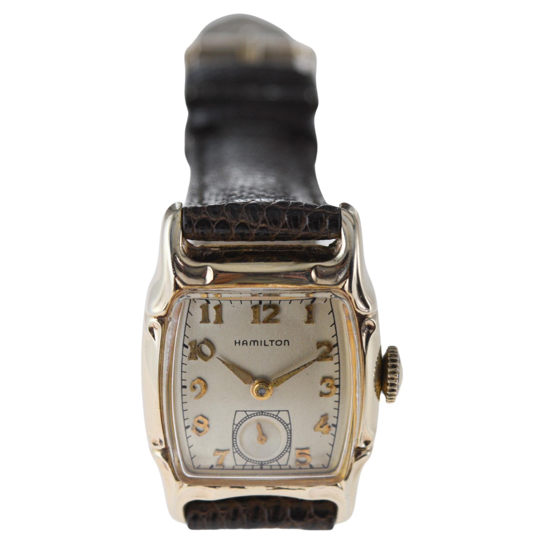 Hamilton Art Decó Esfera de plata de ley Lawton rellena de oro amarillo con forma de tortuga en venta 10