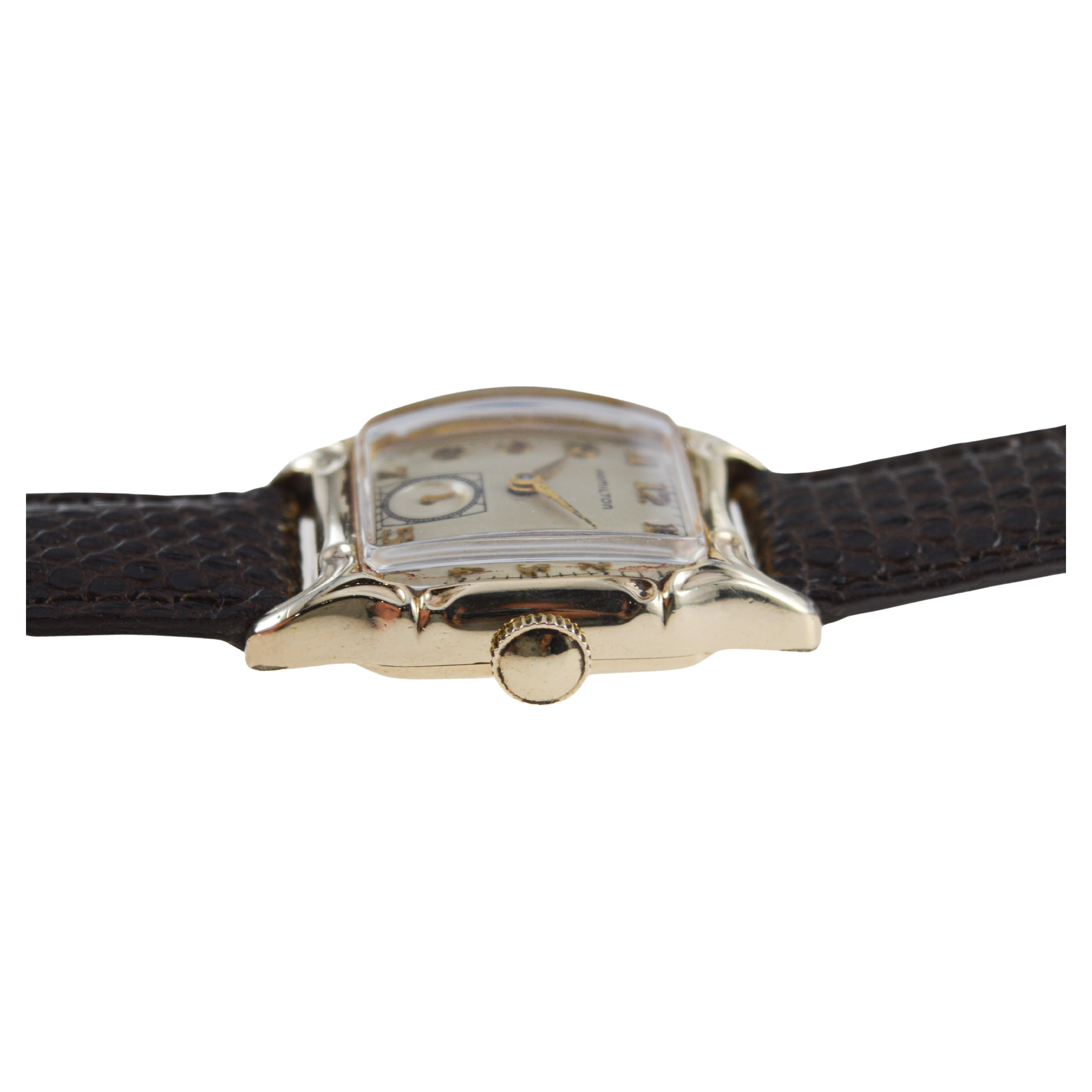 Hamilton Art Decó Esfera de plata de ley Lawton rellena de oro amarillo con forma de tortuga en venta 12