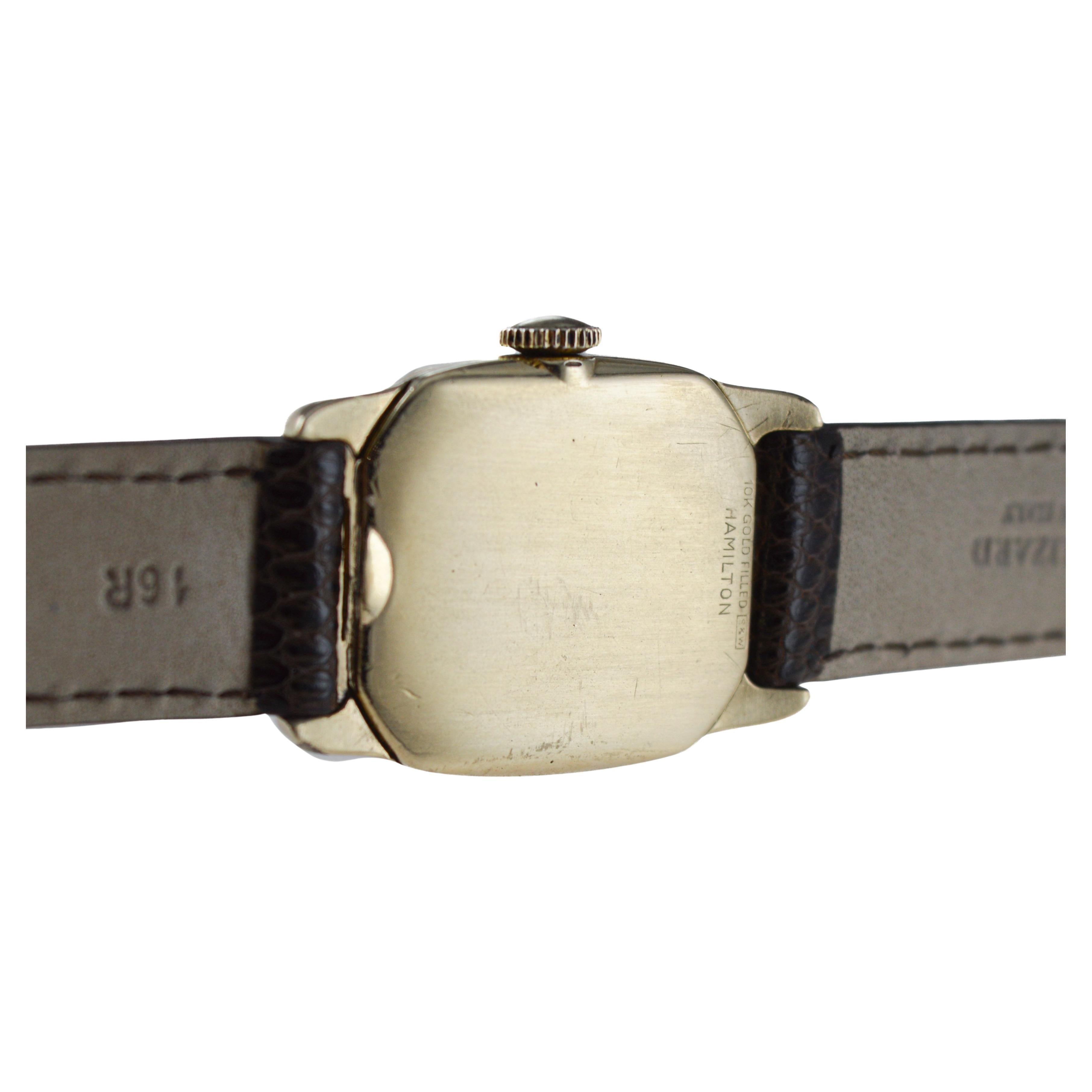 Hamilton Art Decó Esfera de plata de ley Lawton rellena de oro amarillo con forma de tortuga en venta 13