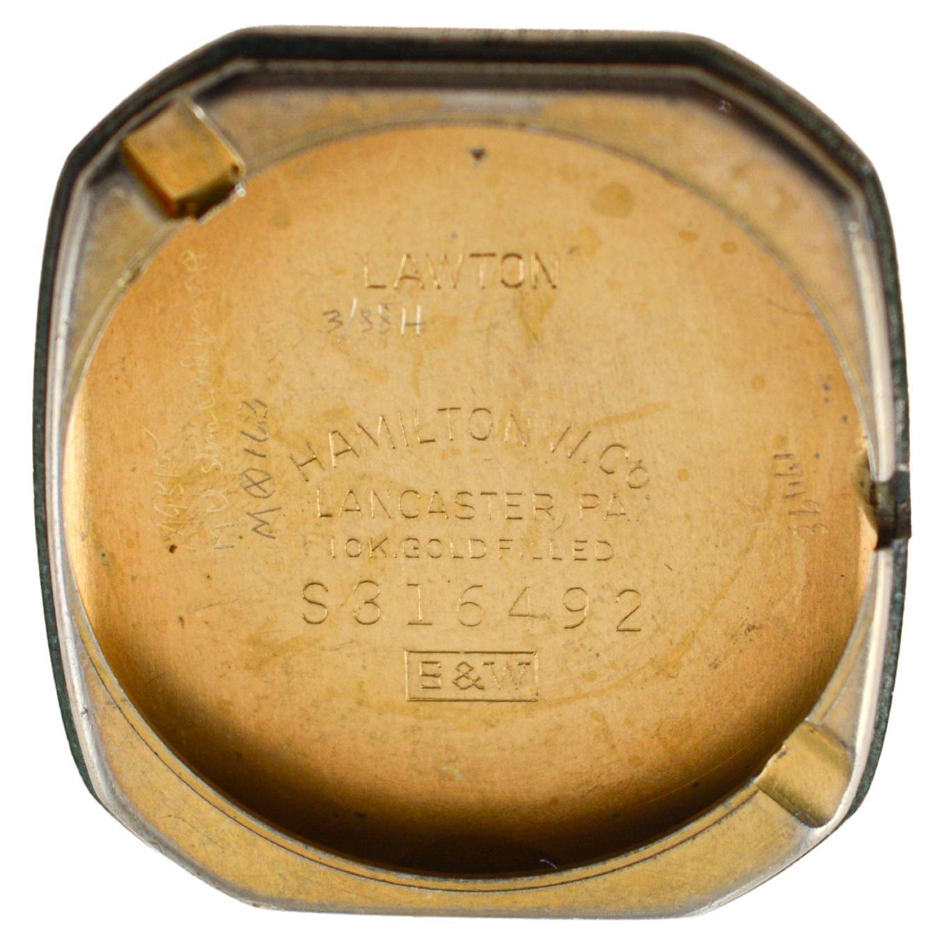 Hamilton Art Decó Esfera de plata de ley Lawton rellena de oro amarillo con forma de tortuga en venta 14