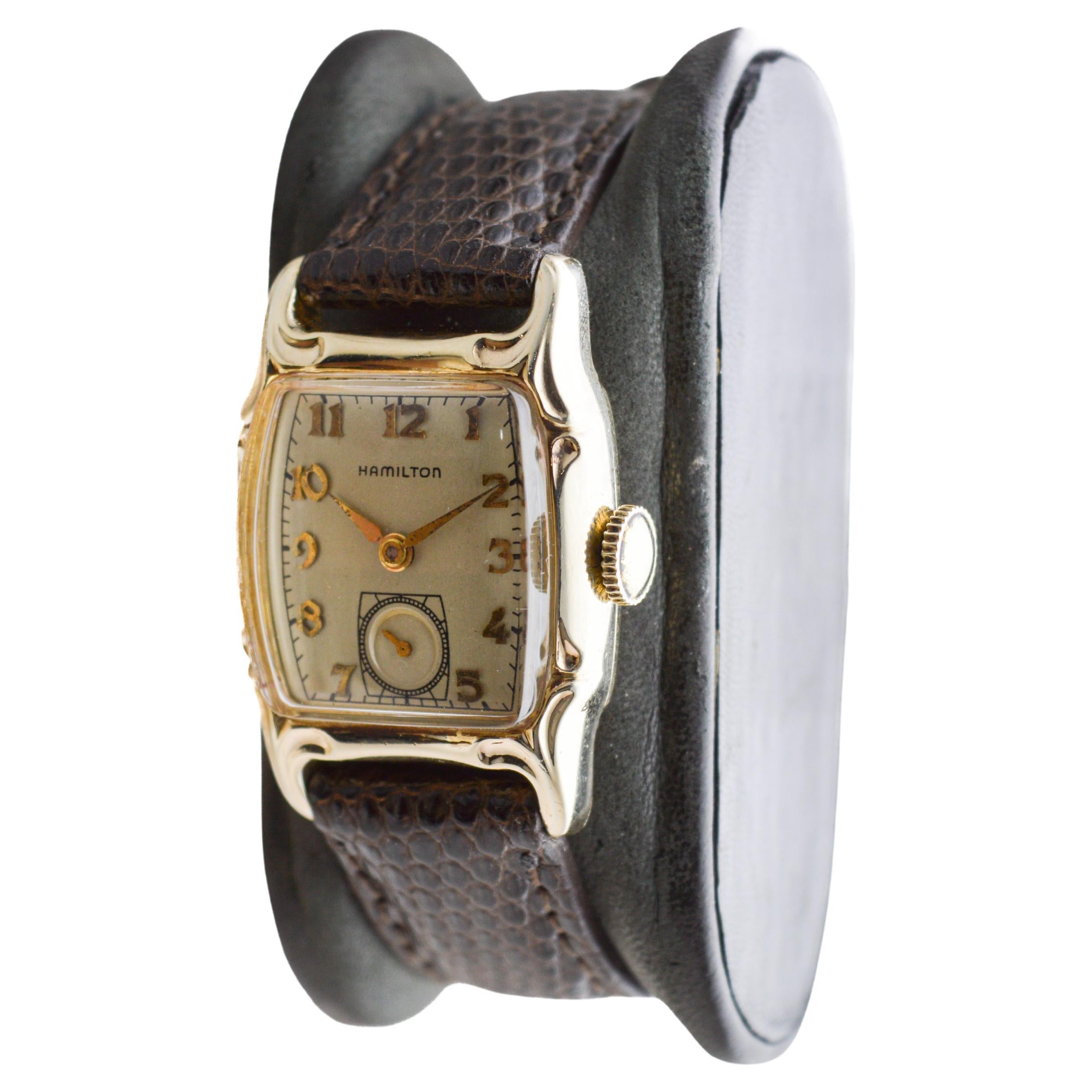 Hamilton Art Decó Esfera de plata de ley Lawton rellena de oro amarillo con forma de tortuga en venta 5