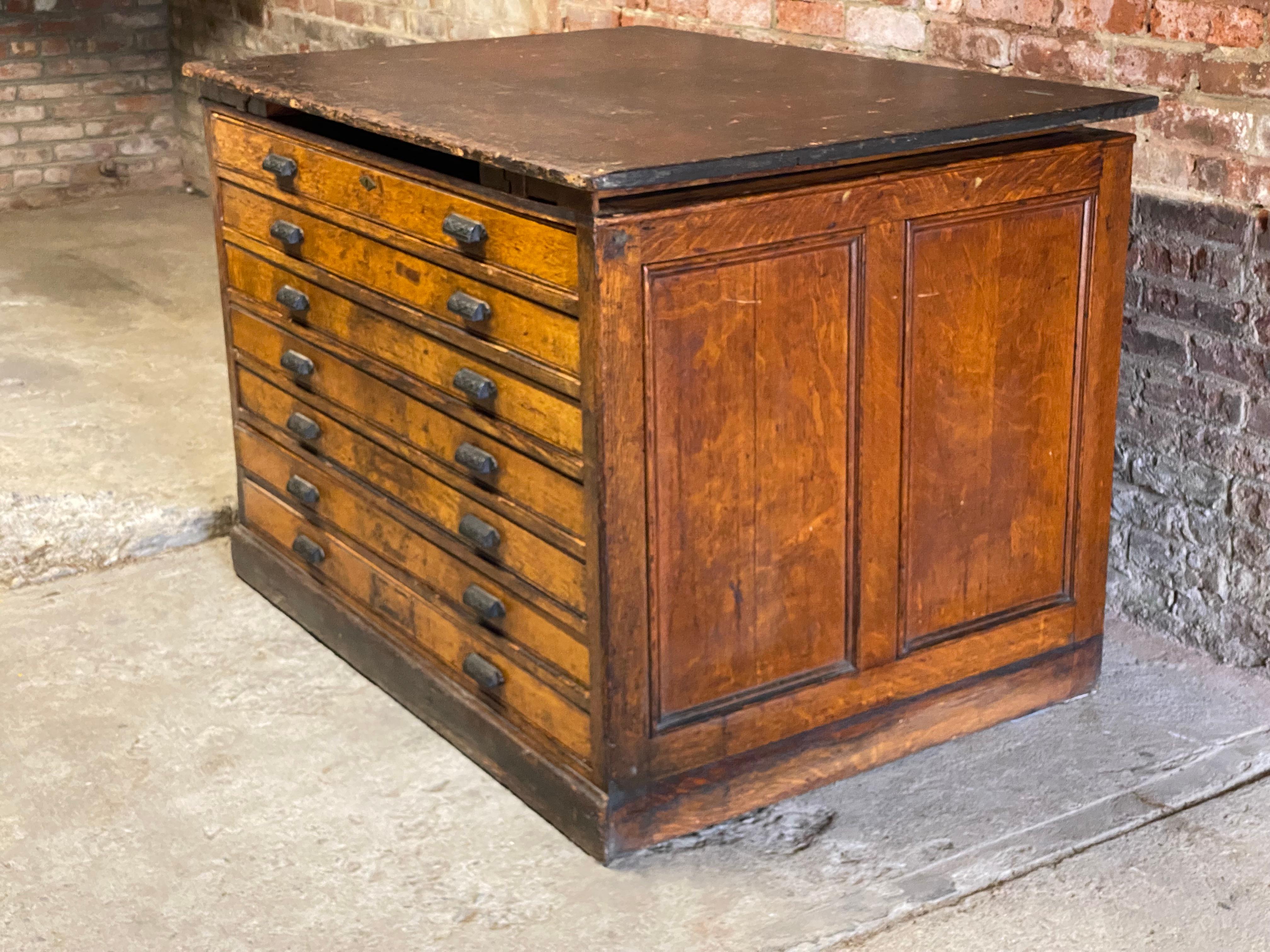 Late Victorian Hamilton Artist's Seven Drawer Flat File Cabinet
