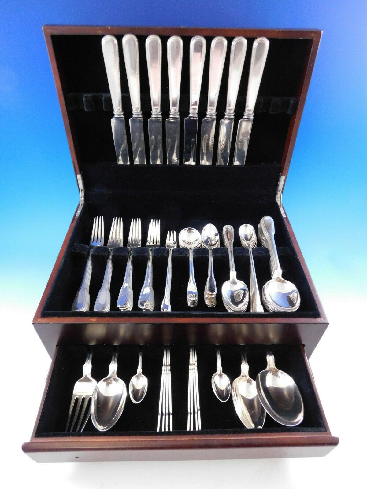 Superb Hamilton AKA Gramercy by Tiffany & Co. sterling silver dinner size flatware set, 92 pieces. This set includes:

8 dinner size knives, 10 1/4