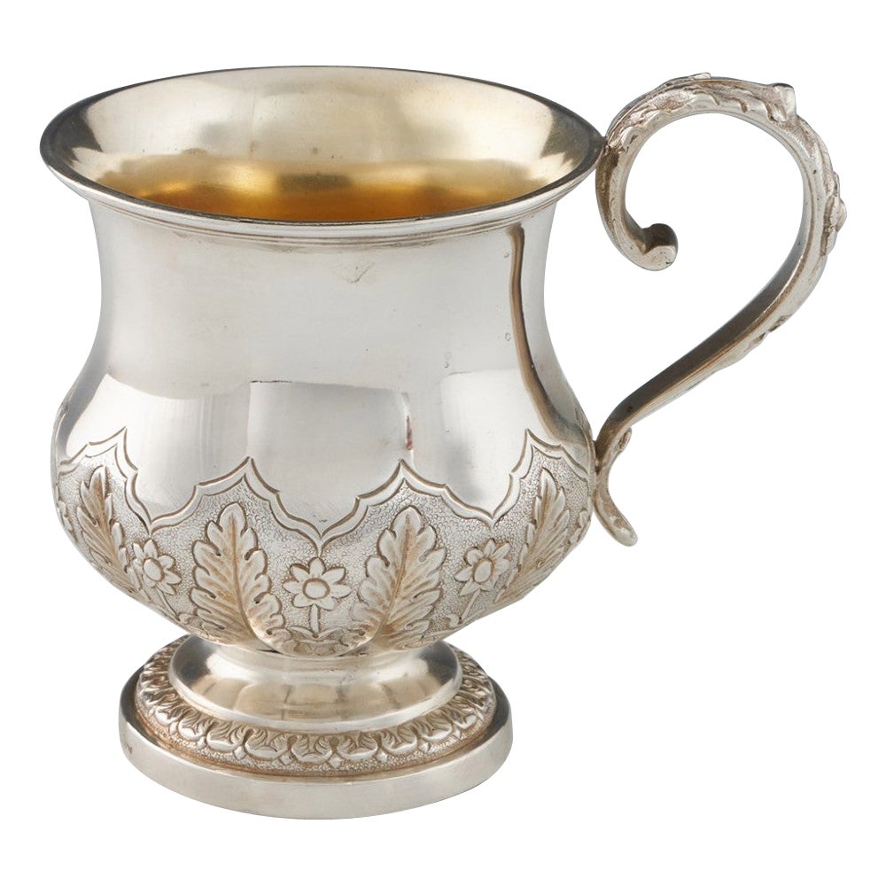 Hamilton & Co Kolonial Indisches Silber-Halbnadelrad Tankard Calcutta um 1870 im Angebot