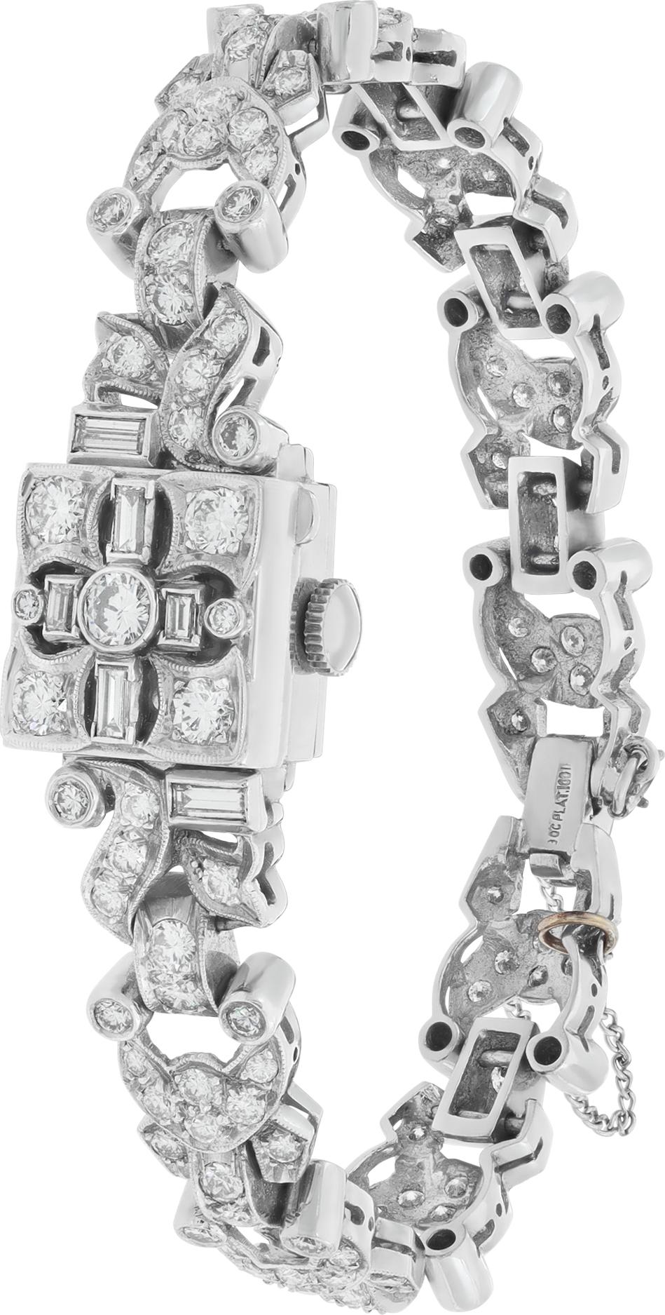Reloj manual Hamilton Cocktail Diamond & Platinum Circa 1953 en Excelente estado para la venta en Surfside, FL