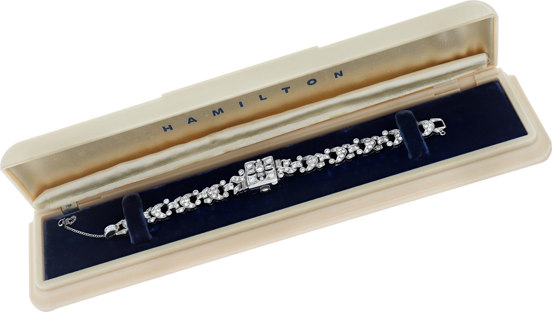 Reloj manual Hamilton Cocktail Diamond & Platinum Circa 1953 en venta 2