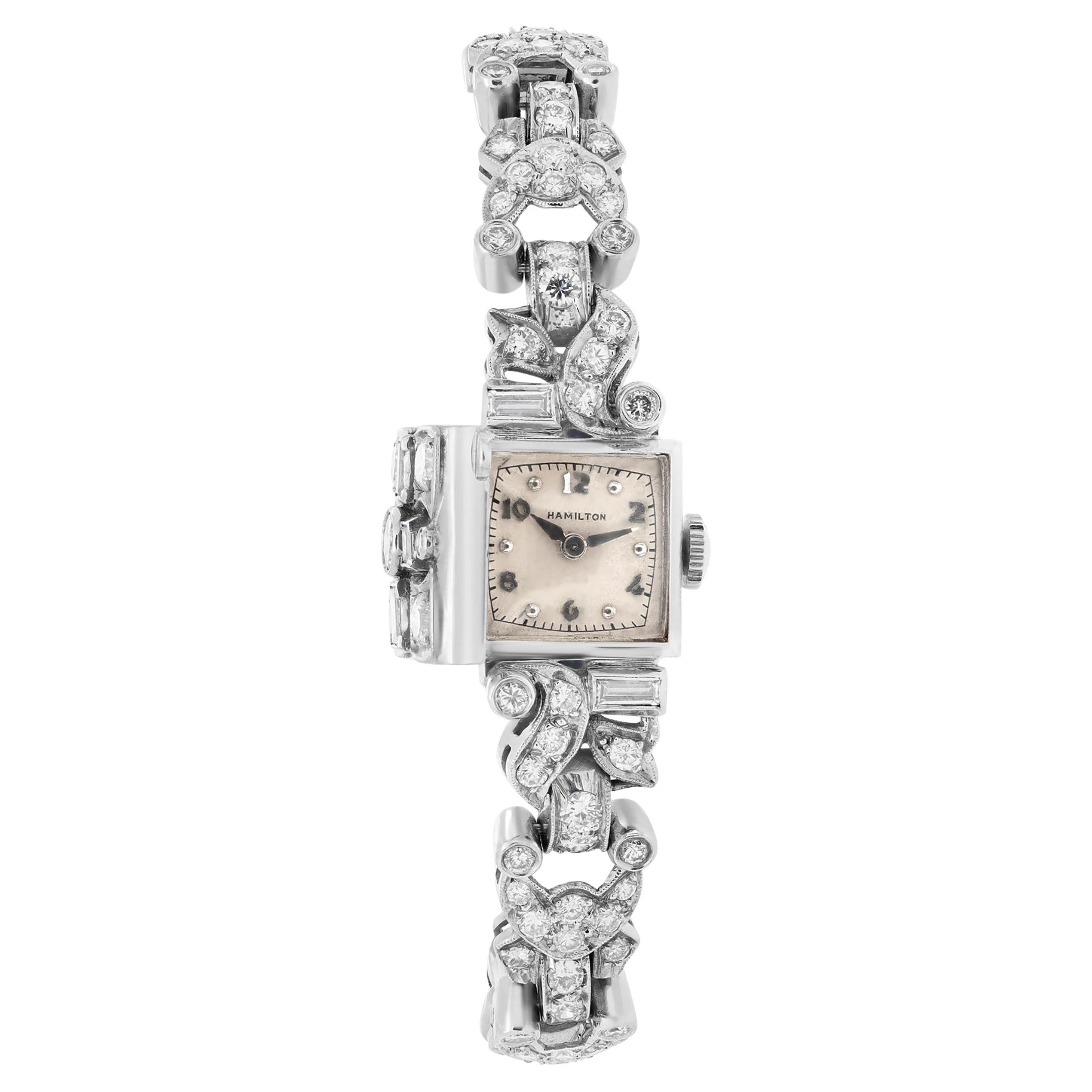 Hamilton Cocktail-Handuhr aus Platin mit Diamanten und Platin, um 1953