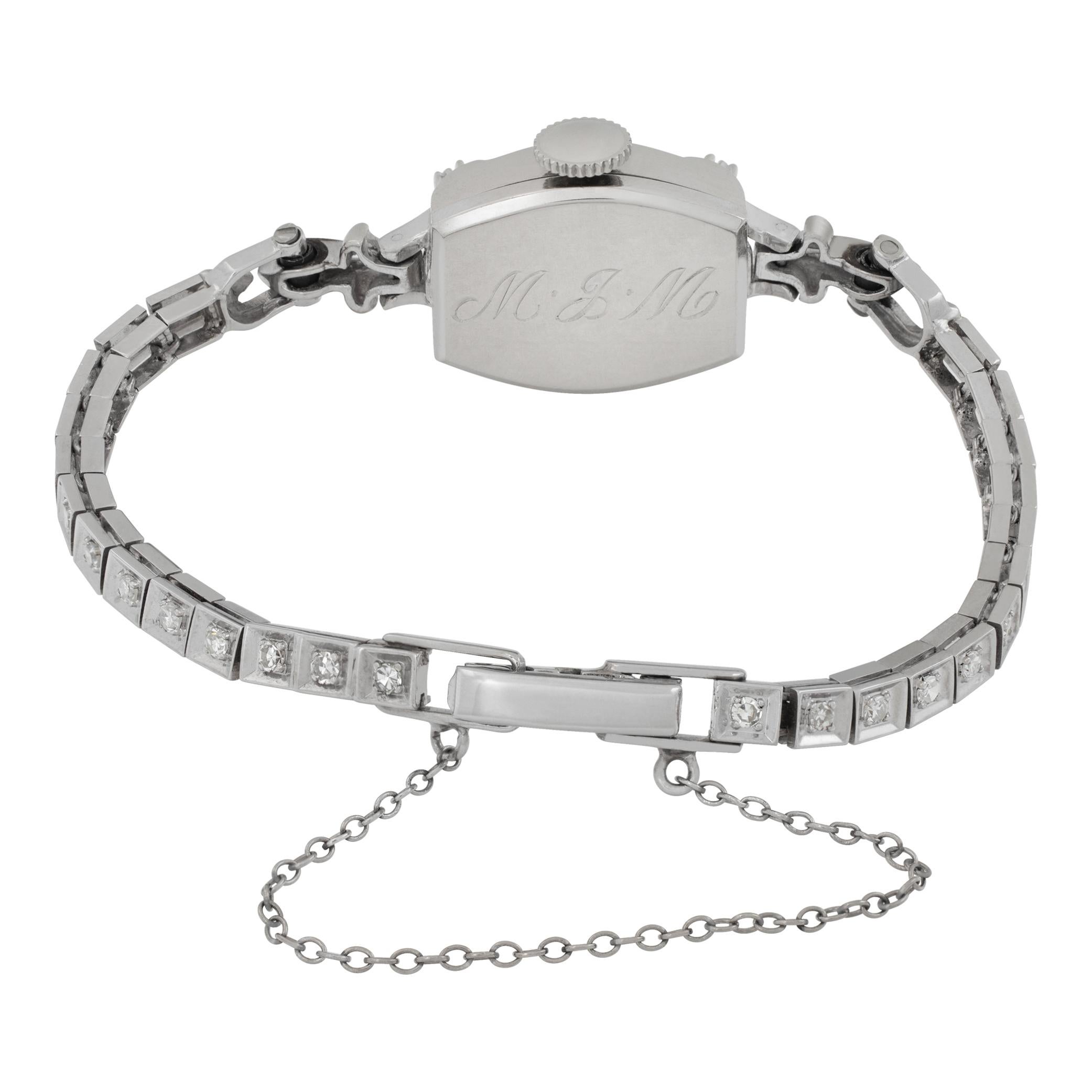 Women's Hamilton Cocktail in White Gold with a White dial 14mm Manual watch For Sale