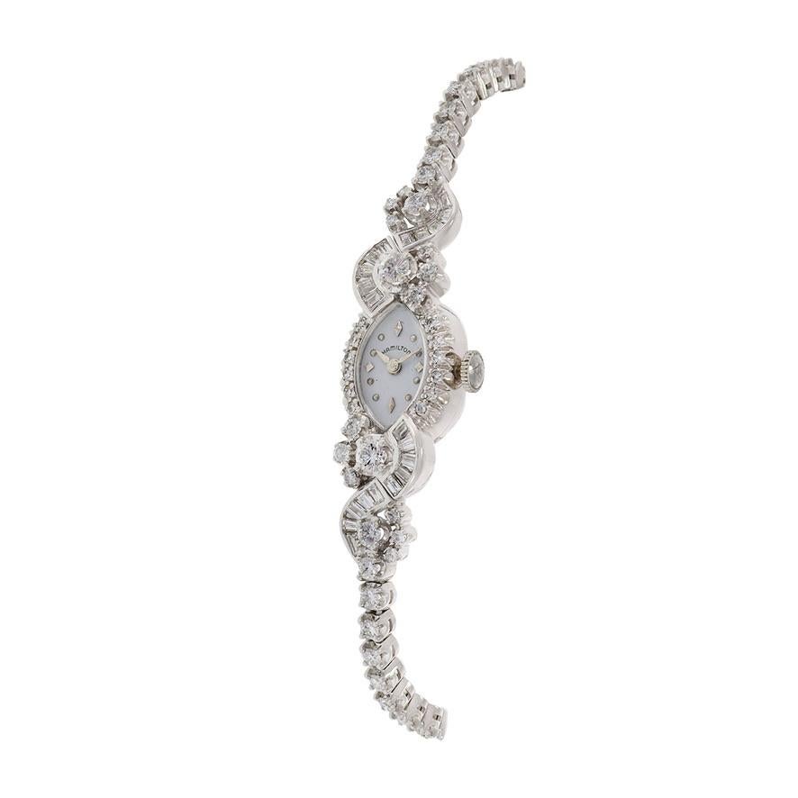 Retro Hamilton Cocktail Watch 14K White Gold and 4.00CT Diamonds