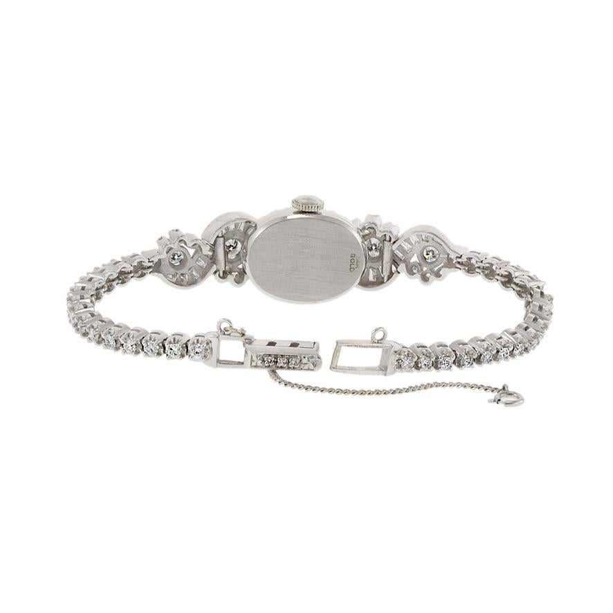 Round Cut Hamilton Cocktail Watch 14K White Gold and 4.00CT Diamonds