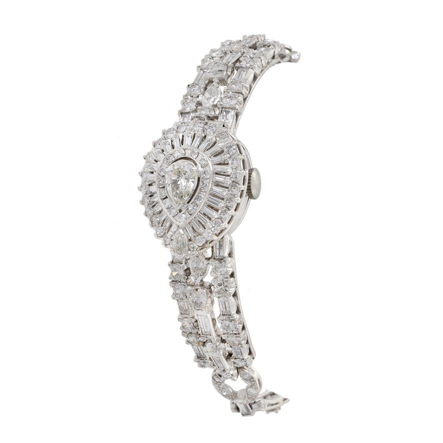 Pear Cut Hamilton Cocktail Watch Platinum and 7.25CT Diamonds