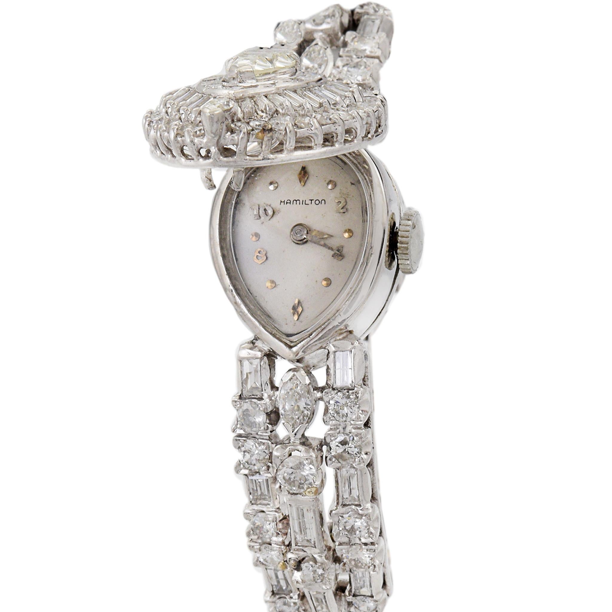Retro Hamilton Cocktail Watch Platinum and 7.25CT-TDW Diamonds