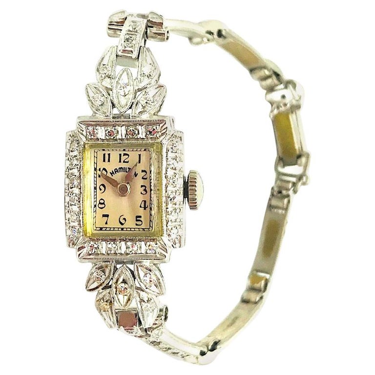 Hamilton, Diamond Encrusted 1920s Watch, 17 Jeweled at 1stDibs