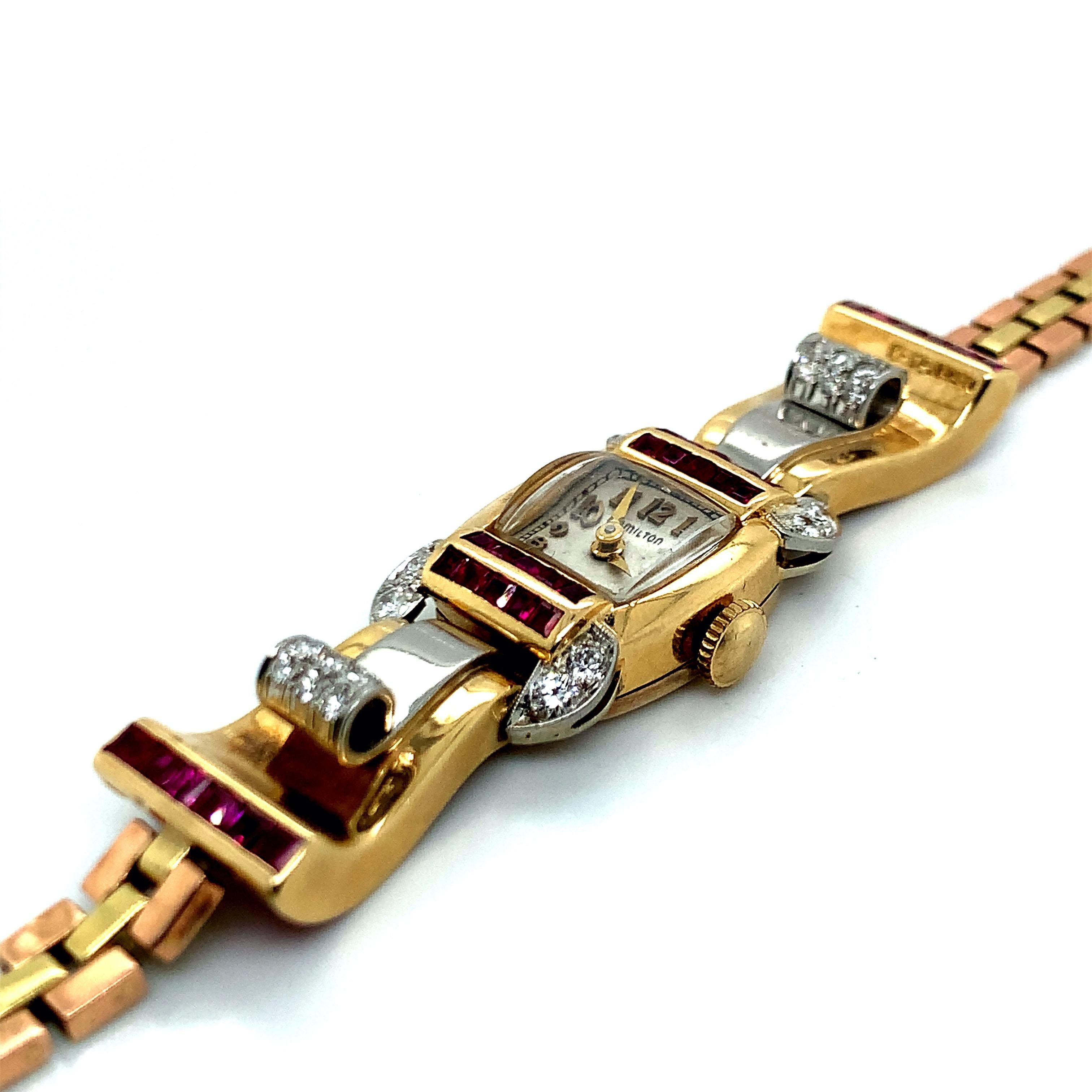 Hamilton Diamant-Gold-Uhr im Zustand „Hervorragend“ im Angebot in New York, NY