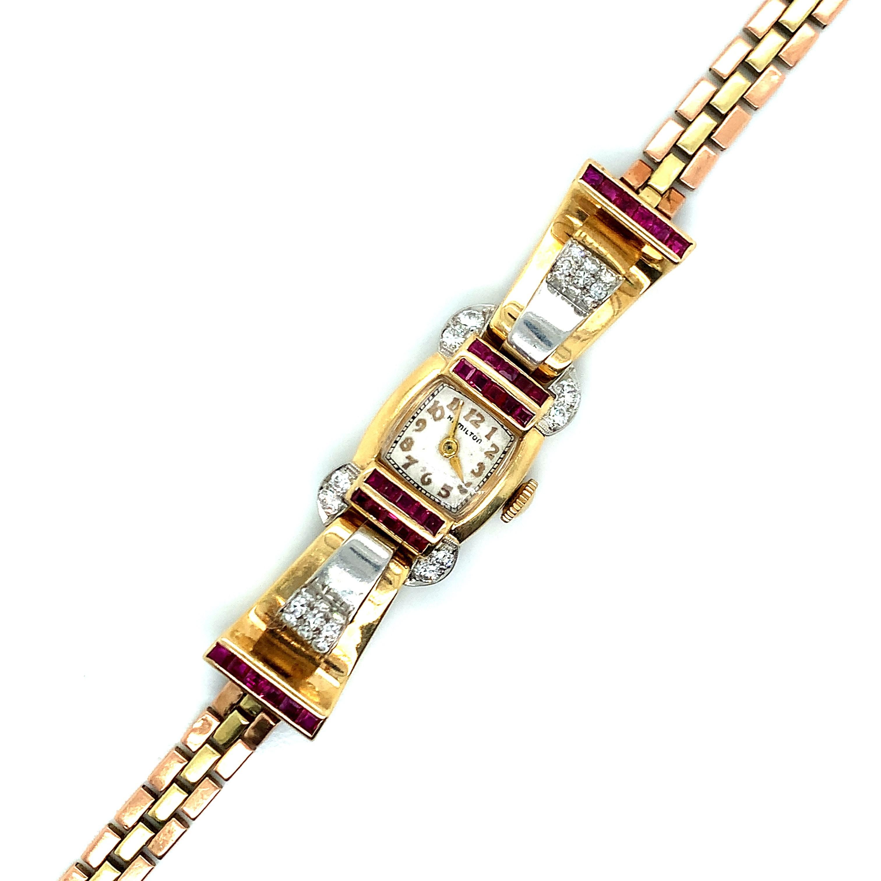 Hamilton Diamant-Gold-Uhr Damen im Angebot