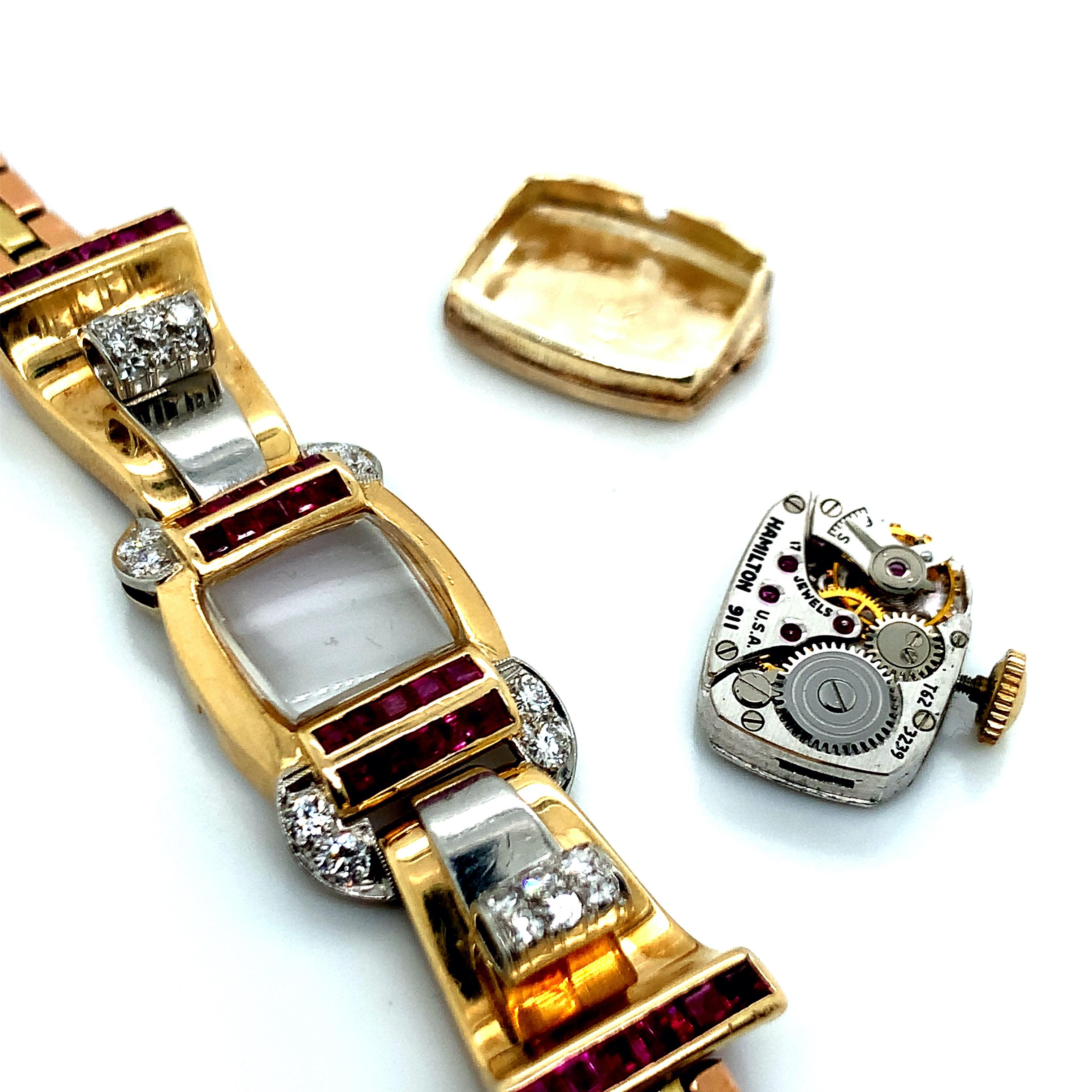 Women's Hamilton Diamond Gold Watch For Sale