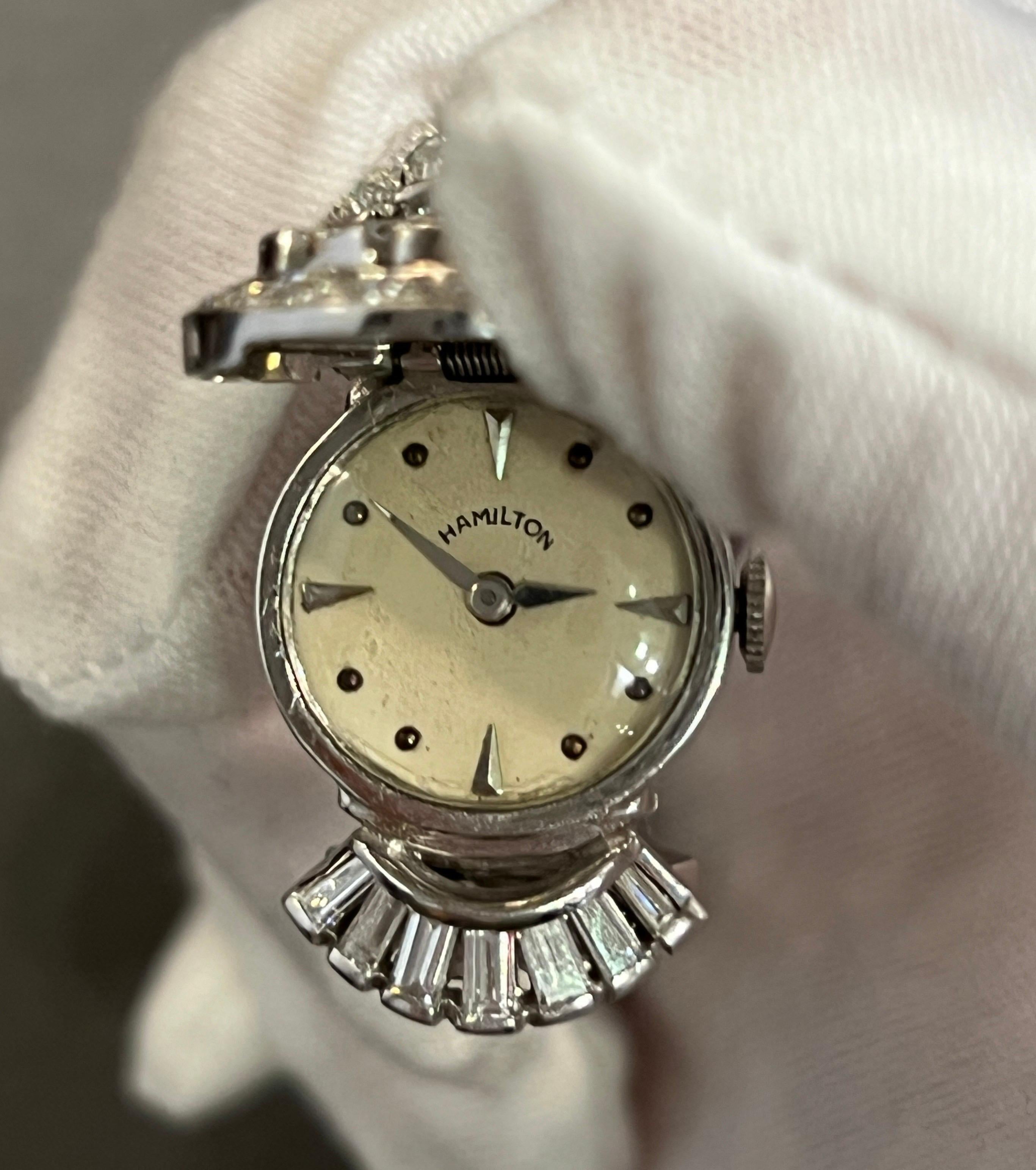 Hamilton Diamond Hidden Watch In Excellent Condition For Sale In New York, NY