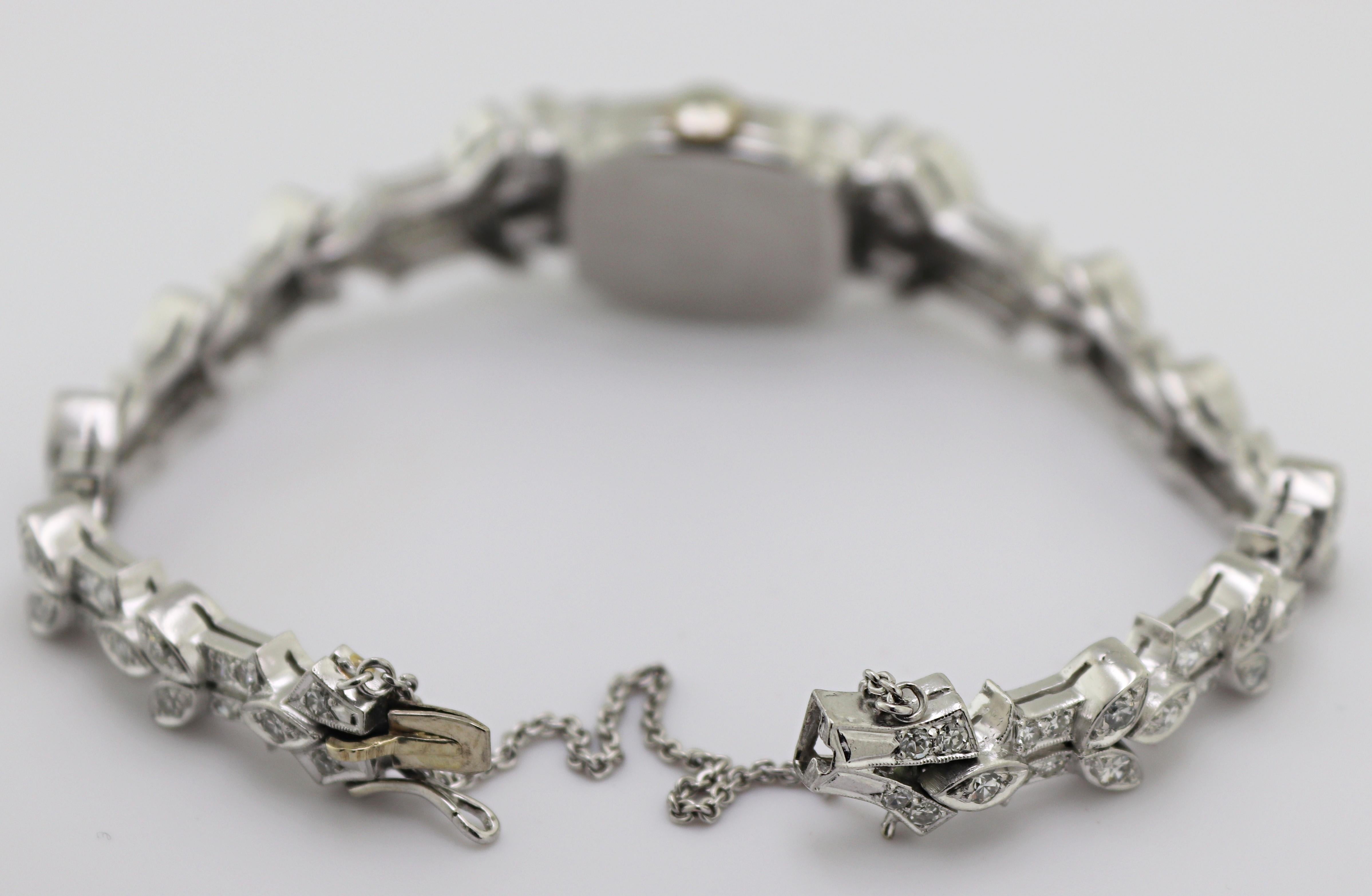 Hamilton Diamond, Platinum Wristwatch For Sale 4