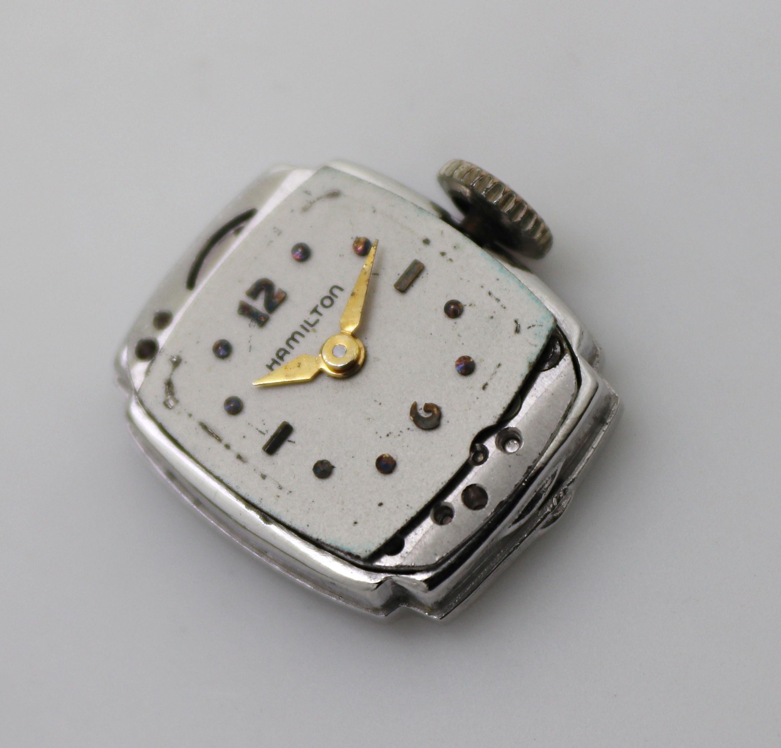 Hamilton Diamond, Platinum Wristwatch For Sale 5