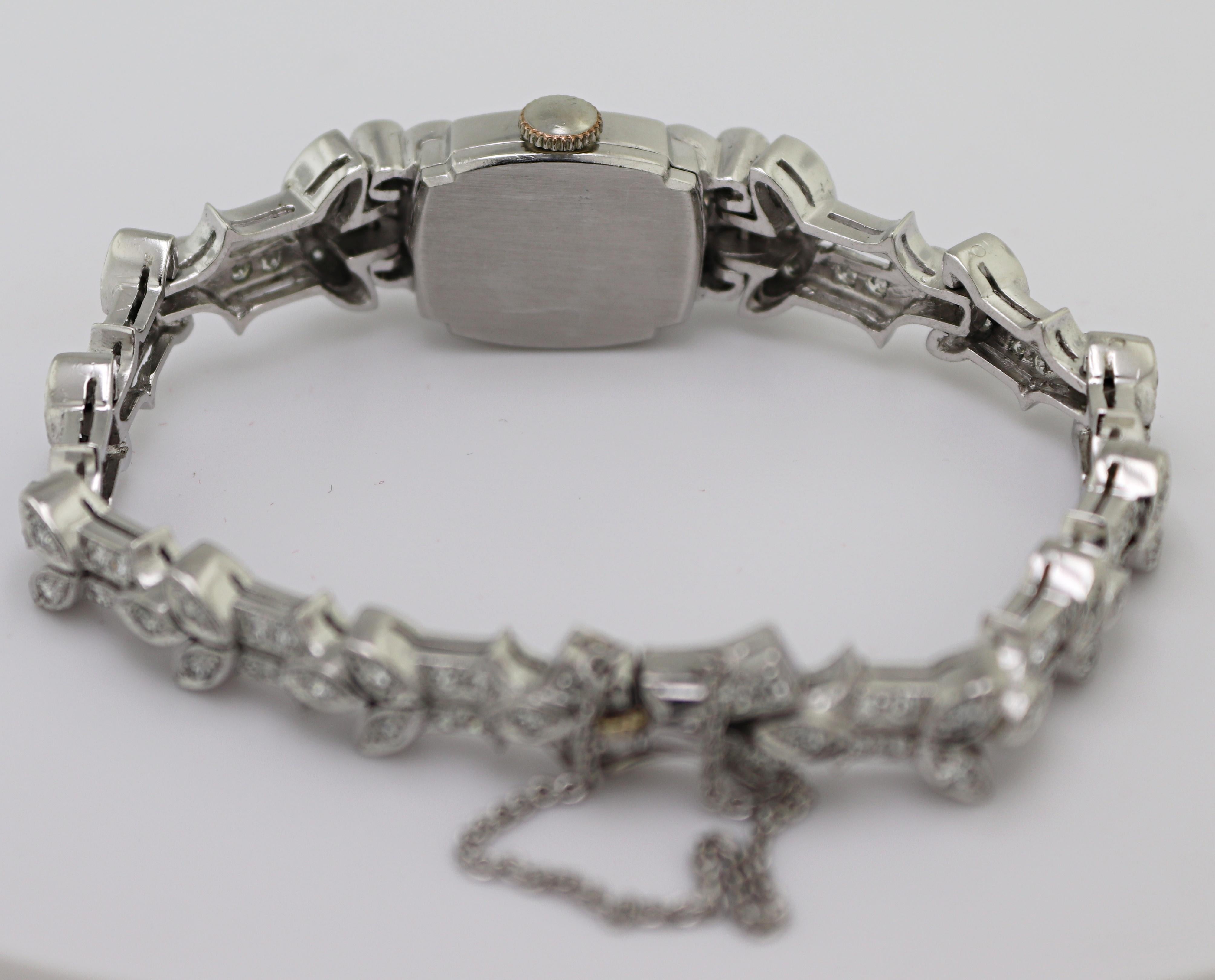 Hamilton Diamond, Platinum Wristwatch For Sale 3