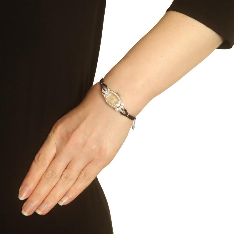 Hamilton Diamant Retro 1950er Jahre Armbanduhr - Platin Handaufzug 1,02ctw 1 Year Wnty im Zustand ��„Hervorragend“ in Greensboro, NC