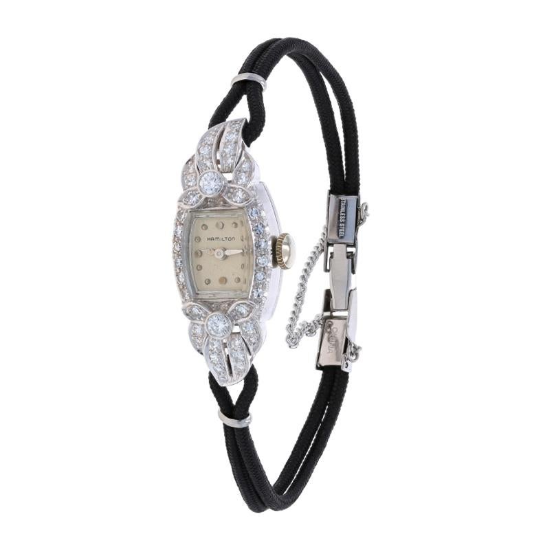 Hamilton Diamant Retro 1950er Jahre Armbanduhr - Platin Handaufzug 1,02ctw 1 Year Wnty Damen