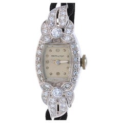Hamilton Diamant Retro 1950er Jahre Armbanduhr - Platin Handaufzug 1,02ctw 1 Year Wnty