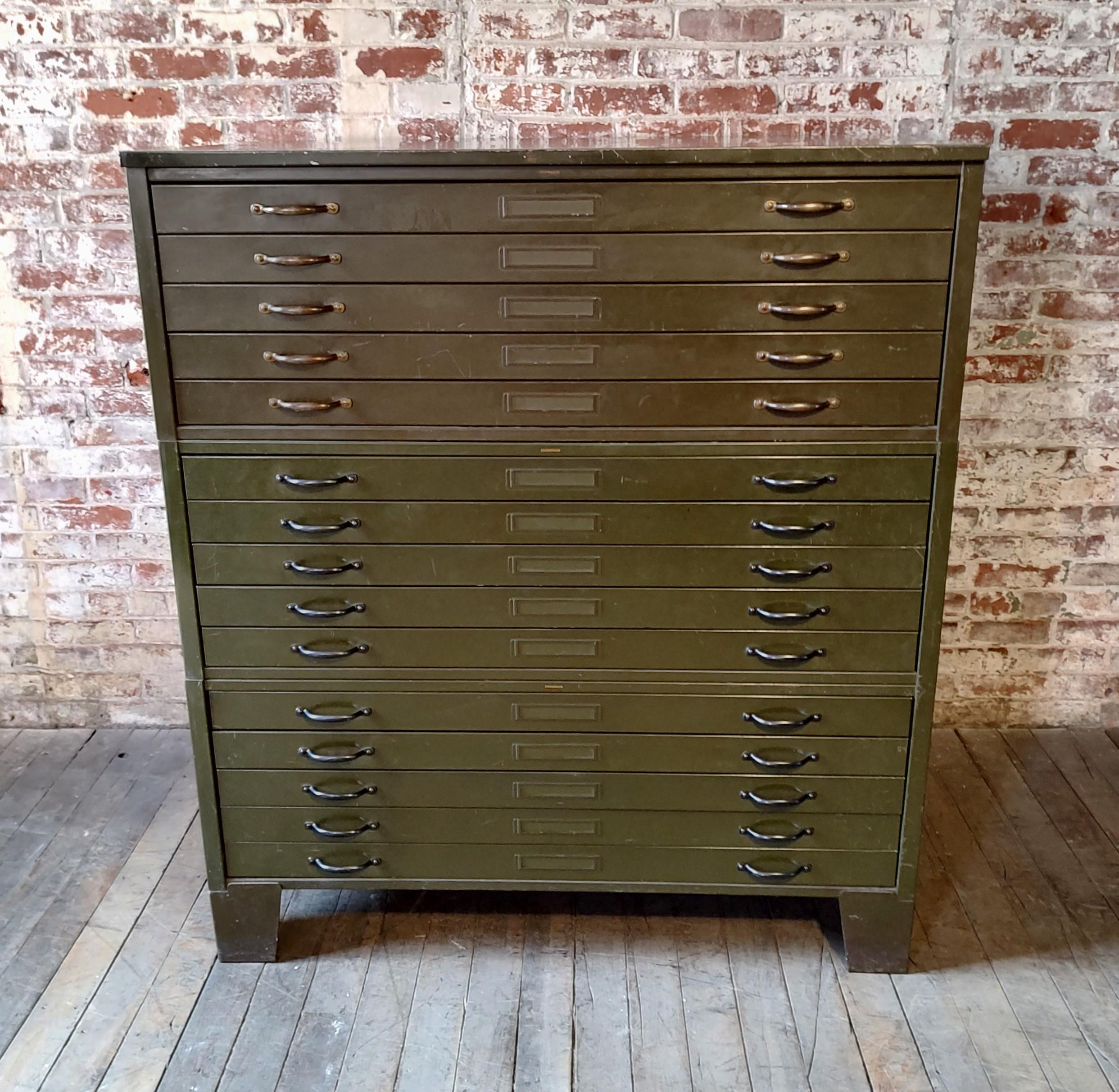 Green Metal Blueprint Cabinet with 15 Drawers

Overall Dimensions: 46 3/4