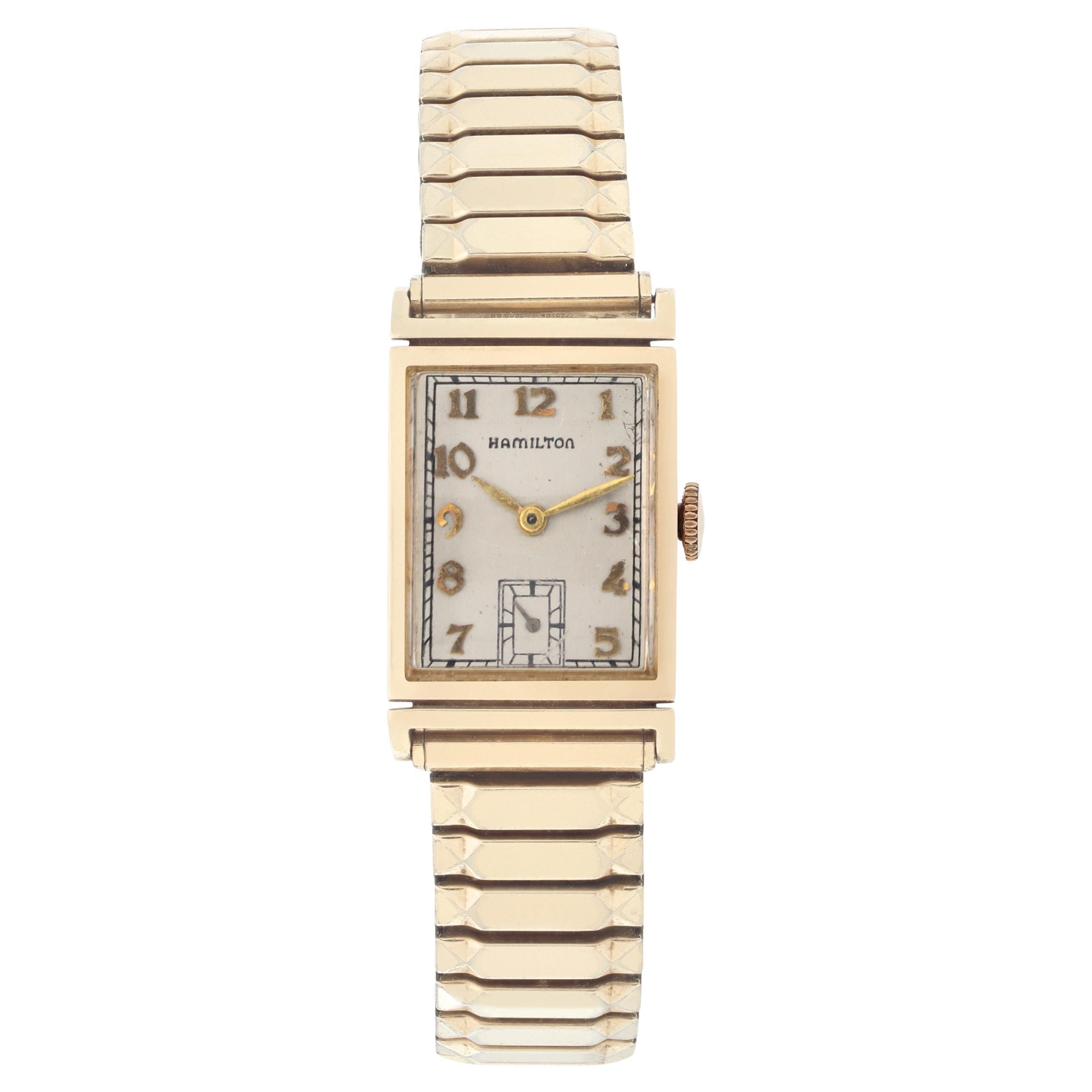 Hamilton Gilbert Montre-bracelet vintage à remontage manuel en or jaune