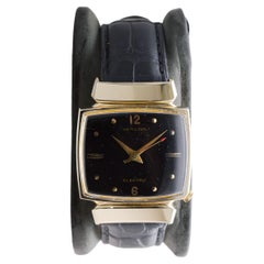 Vintage Hamilton Gold Filled 1950's Battery Watch Original Black Dial and Original Strap