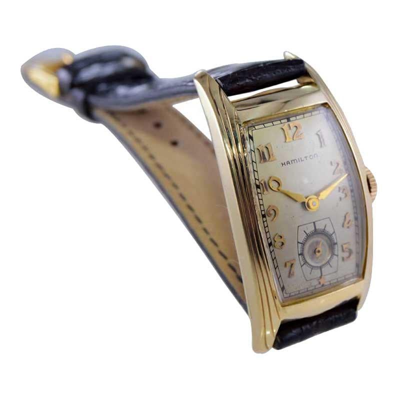 Hamilton Gold Filled Art Deco Curvex Style with Original Silver Dial 1930's For Sale 4