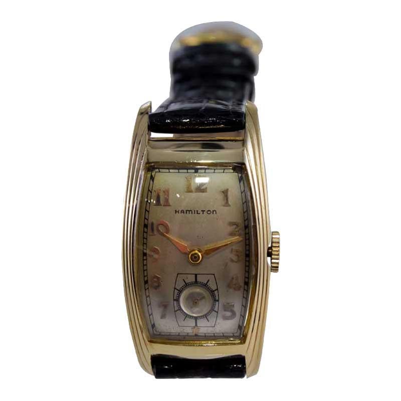 Hamilton Gold Filled Art Deco Curvex Style with Original Silver Dial 1930's For Sale 5